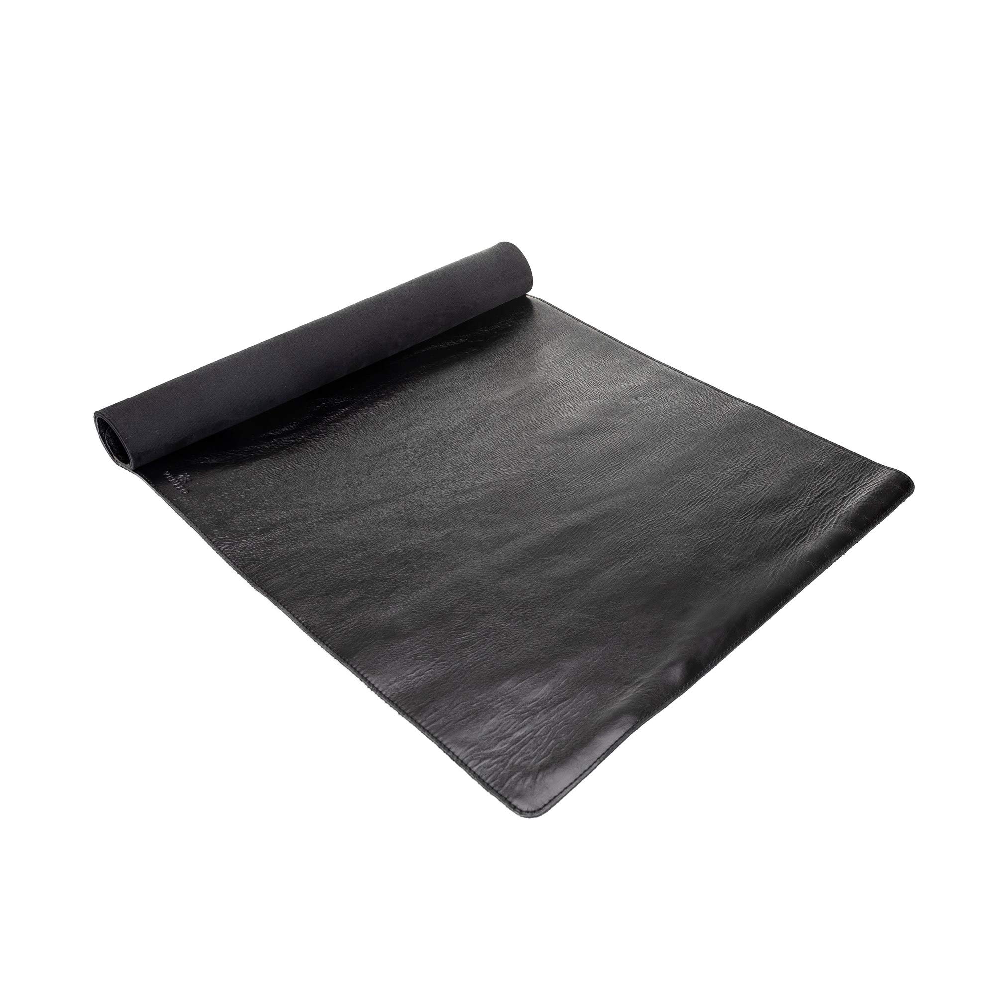 Venito Premium Leather Desk Mat (36 x 19 Inches) - Large Office Mouse Pad for Home & Work, Non-Slip Desk Protector, Rustic Black - Perfect for Writing, Typing & Gaming Accessories