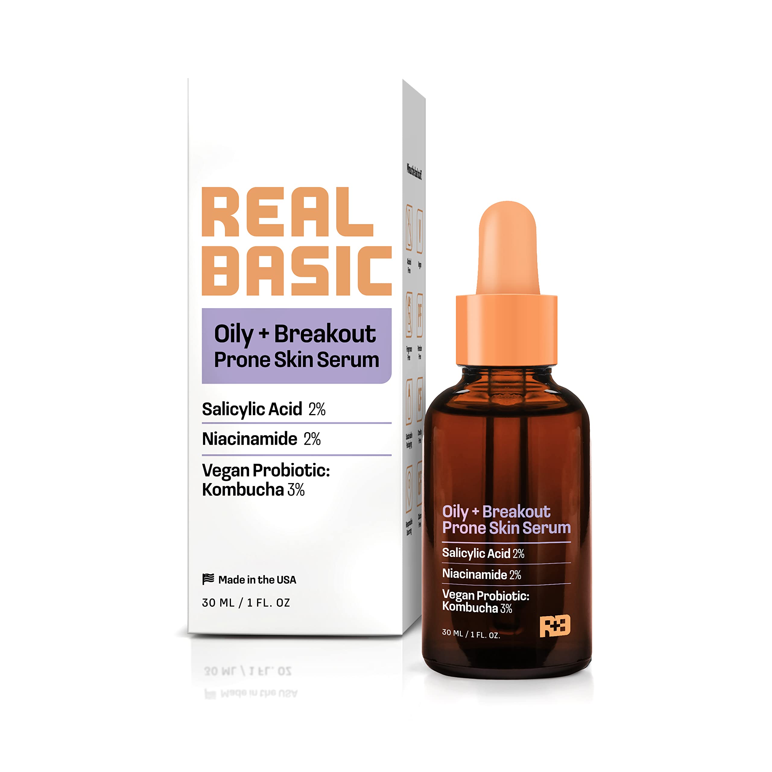 Salicylic Acid & Niacinamide Face Serum for Oily Skin - Vegan Probiotic Kombucha Acne Treatment (1 oz) | Reduces Breakouts & Controls Shine | Perfect for Daily Skincare Routine & Blemish-Prone Skin
