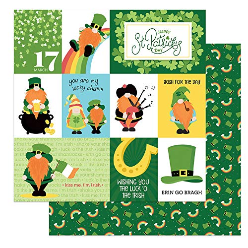 Luck of the Irish - Lucky Charm Gnome Tulla & Norbert Scrapbook Paper 12x12 - 5 Sheets | Perfect for St. Patrick's Day Crafts, Scrapbooking & DIY Projects