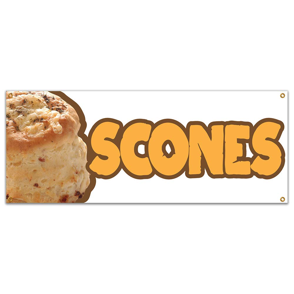 48 Inch Scones Banner for Concession Stands & Food Trucks - Single Sided Vinyl Sign - Perfect for Outdoor Events, Farmers Markets & Mobile Businesses