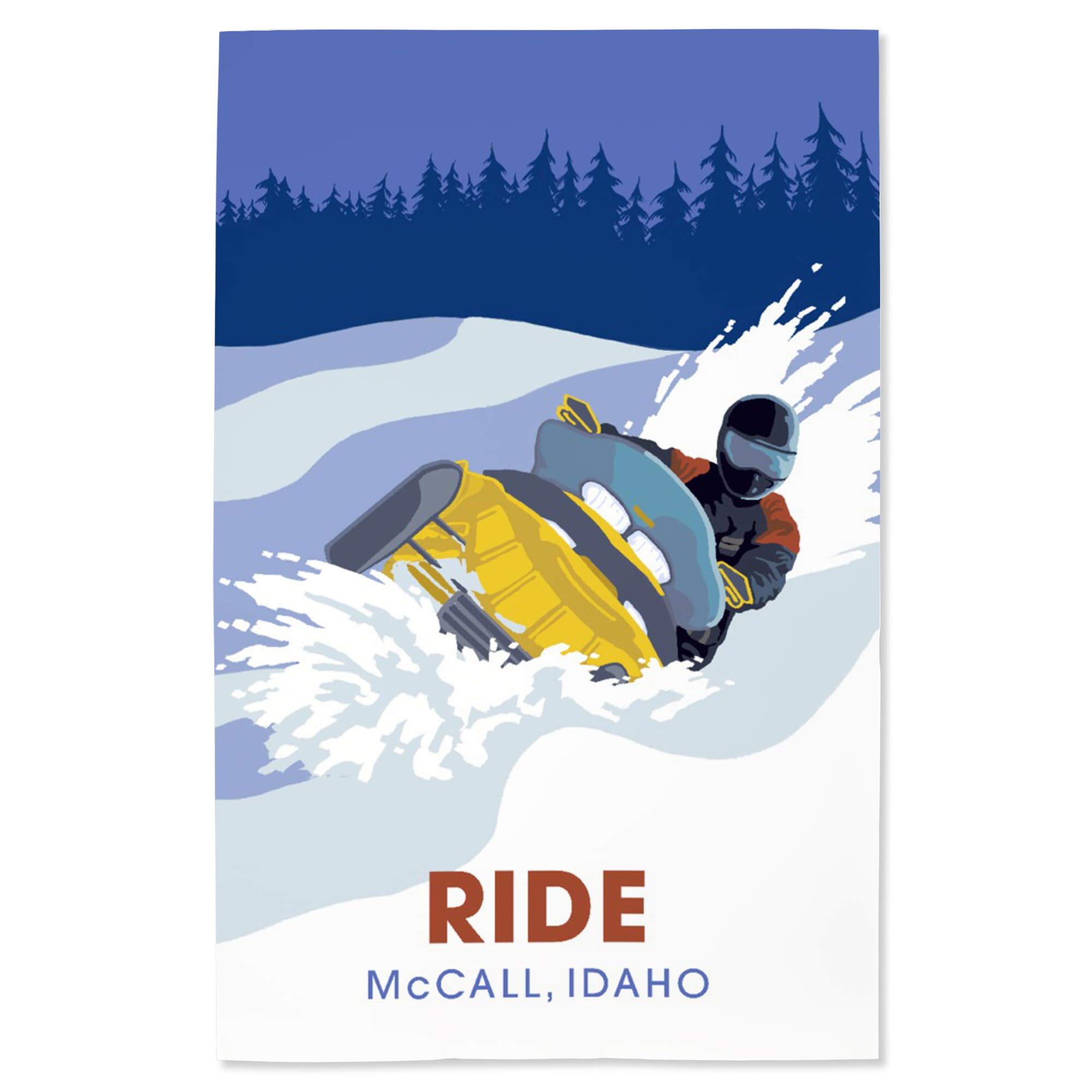 Lantern Press 16x24 Inch Giclee Print - McCall Idaho Snowmobile Ride Winter Landscape Wall Art - Perfect for Home Decor, Office & Cabin Wall Decorations
