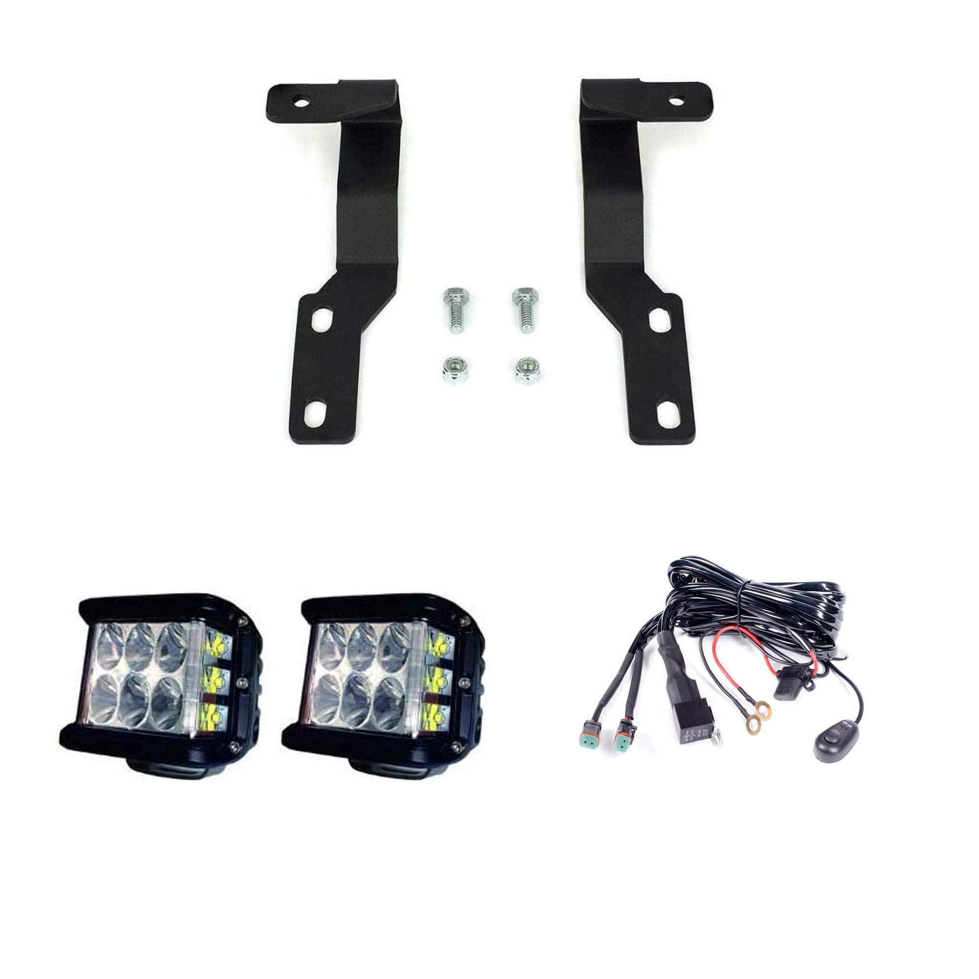 Cali Raised LED Low Profile Ditch Light Brackets Kit for 2005-2015 Toyota Tacoma - Includes 27W Side Projecting LED Pods & Wiring Harness (No Switch) - Perfect for Off-Roading, Night Driving & Adventure Vehicles