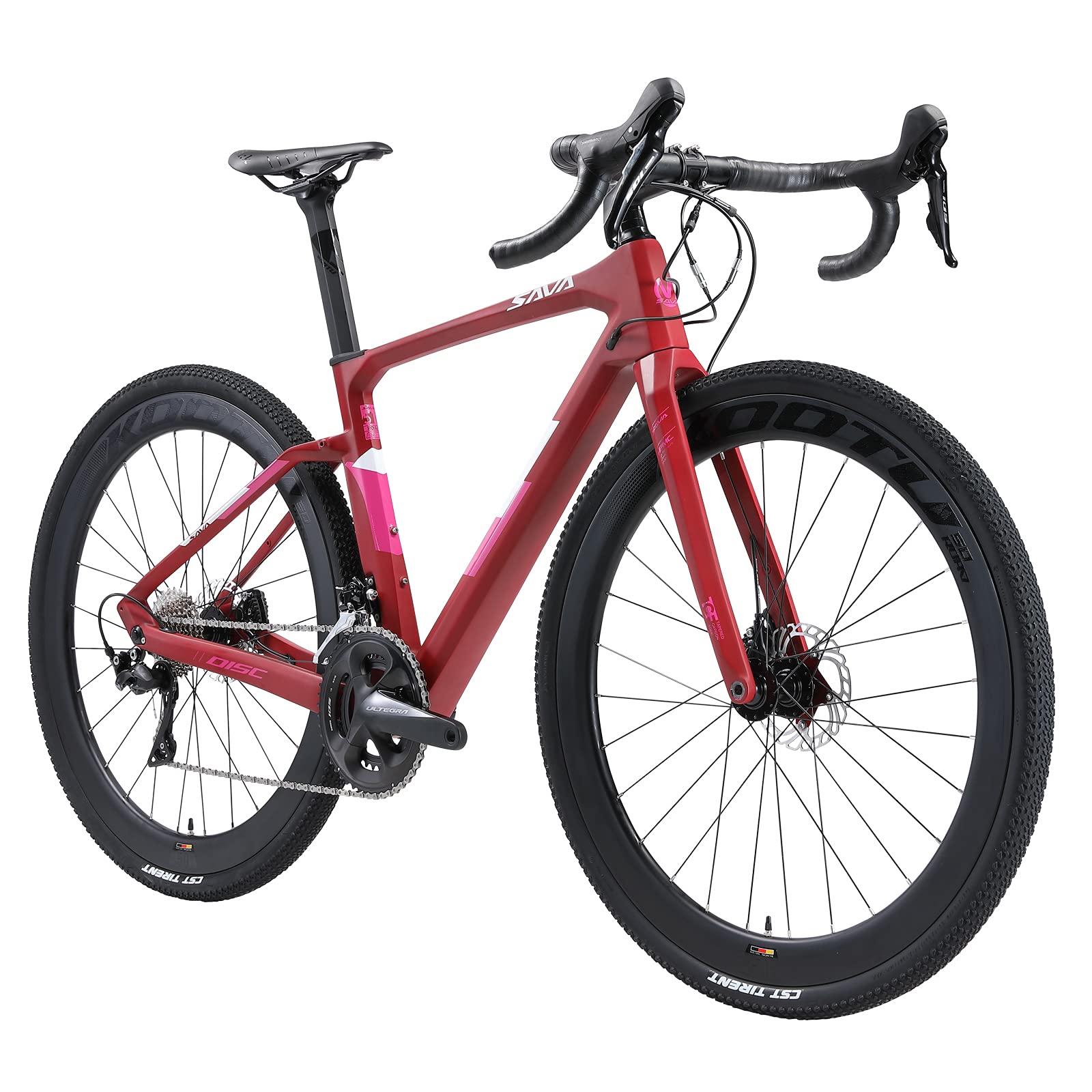 SAVADECK Carbon Gravel Road Bike - 700c x 40c Hydraulic Disc Brake Bicycle with Shimano R8000 Crankset, 22 Speeds & 40C CST Tires | Perfect for Trail Riding, Adventure Cycling & Commuting