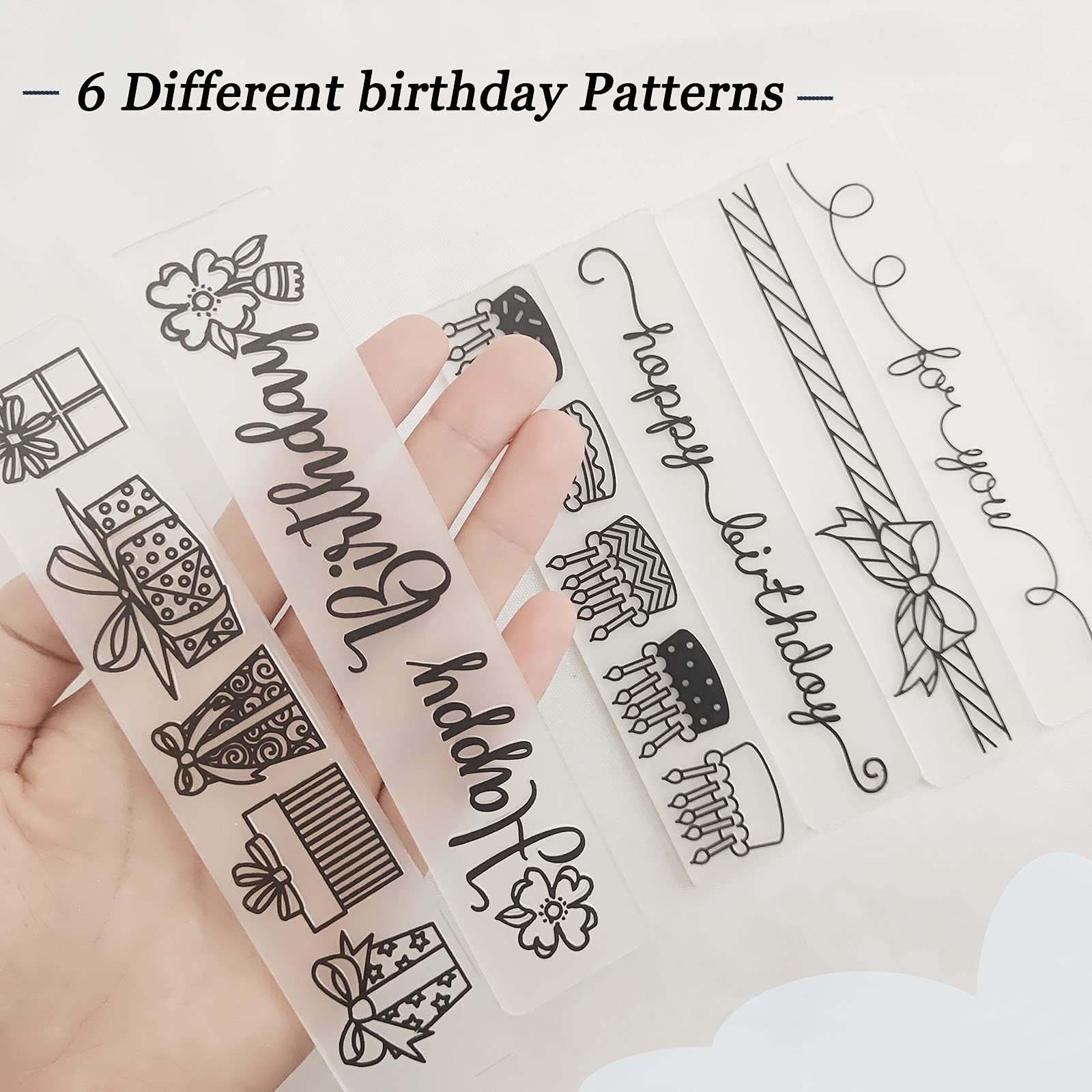 6Pcs Happy Birthday Embossing Folders for DIY Craft - Plastic Gift Template, Cake Mold for Paper Card Making, Scrapbooking, Photo Album Decoration | Perfect for Birthday Cards, Invitations, and Handmade Gifts