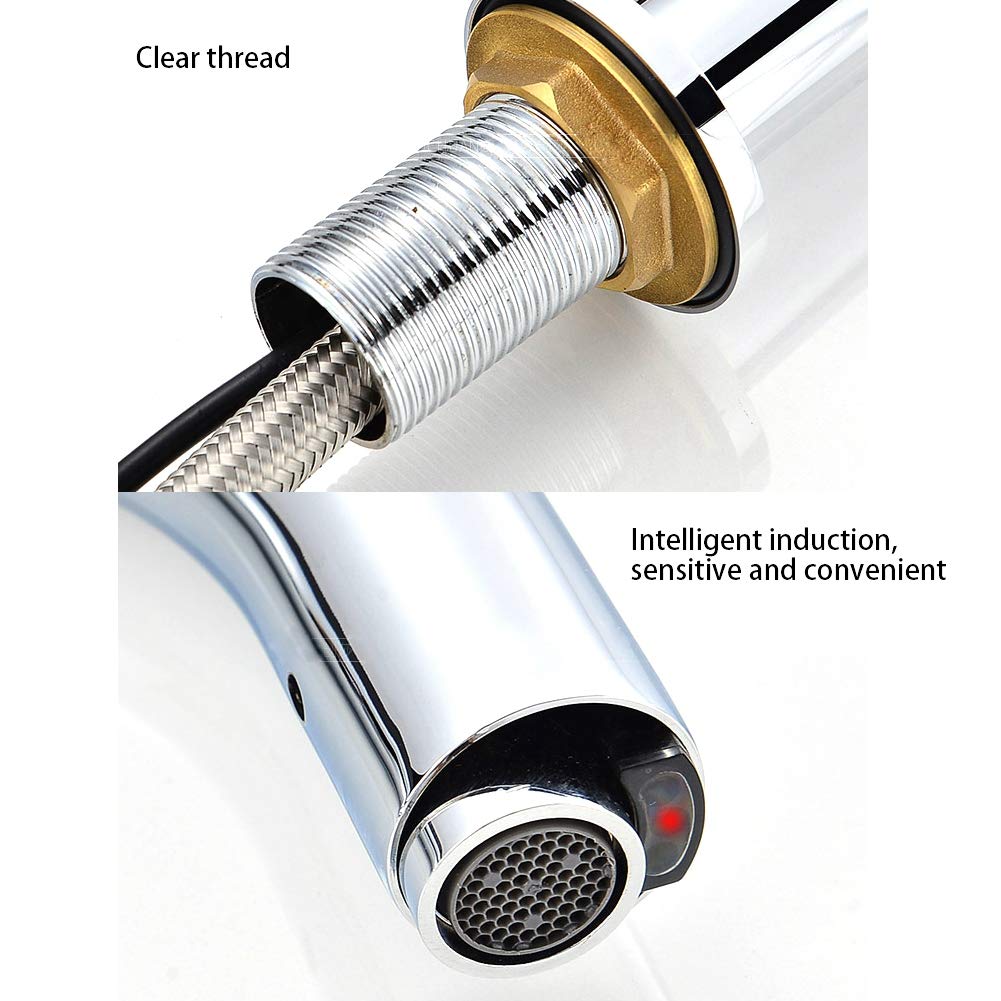 Automatic Induction Water Tap, G1/2in Thread Infrared Sensor Faucet with Control Box - Touchless Hands-Free Cold Water Sink for Bathroom, Kitchen, Public Restroom & Hand Washing Stations (High Spout Design)
