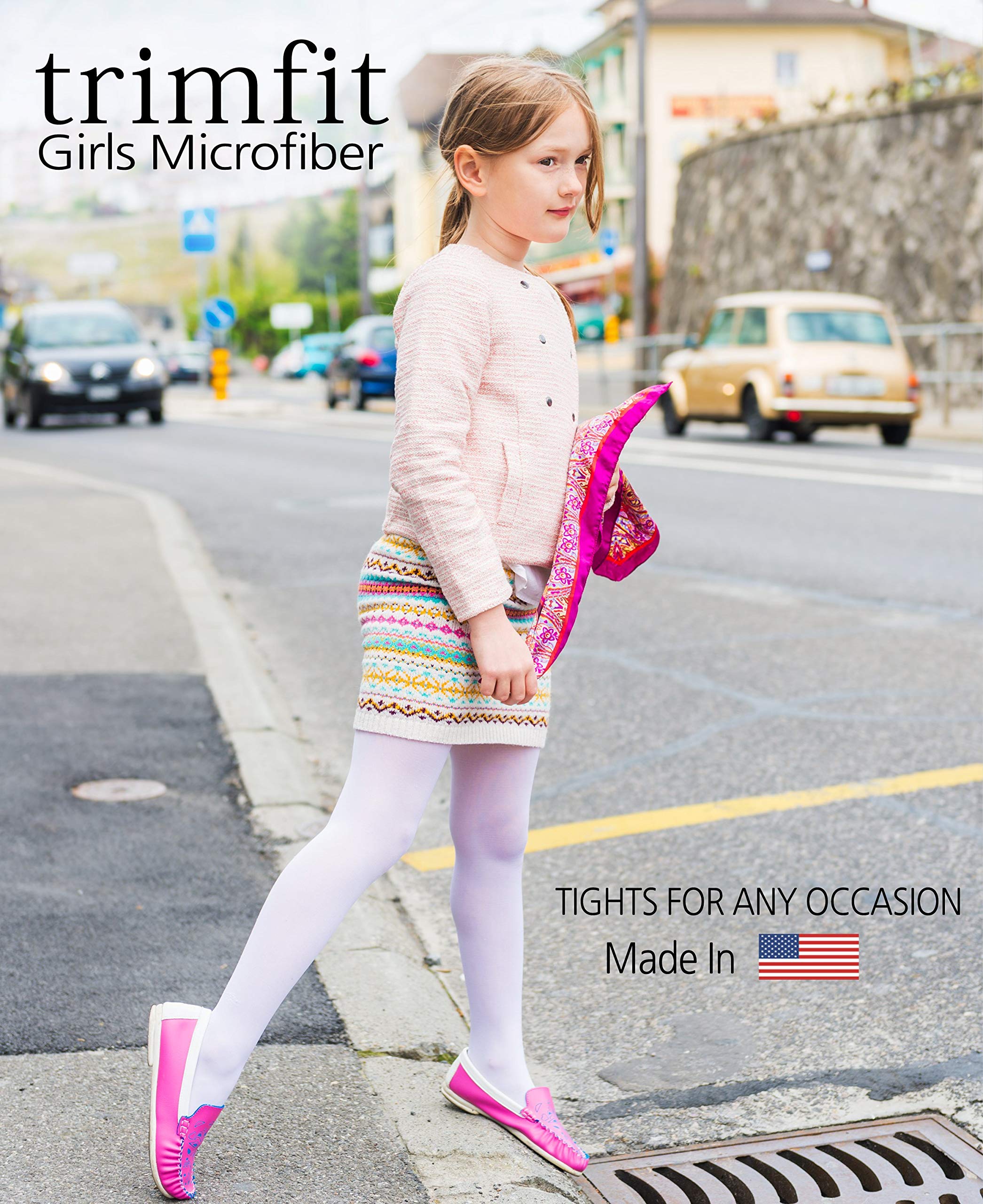 Trimfit Girls Microfiber Tights - Stretchy Footed Dance Leggings for Kids (3 Pack) | Perfect for Ballet, Gymnastics & Everyday Play