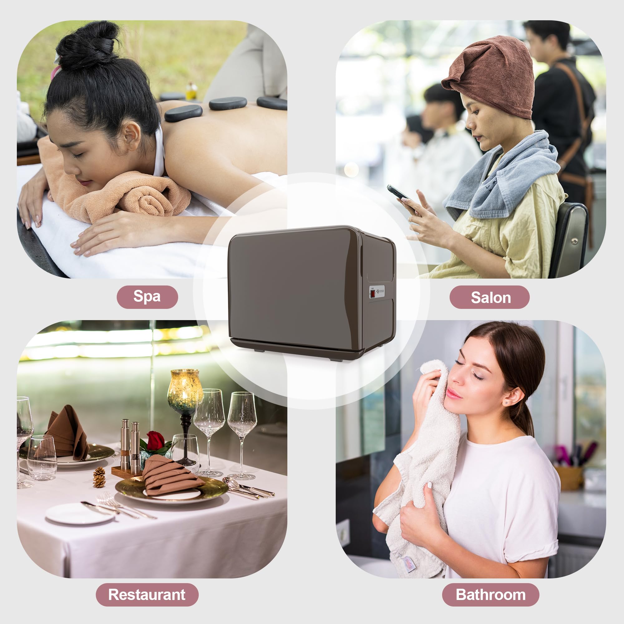 Premium 8.5L Towel Warmer Cabinet - Fast Heating All-Aluminum Liner Holds 12 Wet Facial Towels | Perfect for Spa, Salon, Hair Beauty & Home Luxury | Brown Bathroom Essential for Warm Towel Comfort