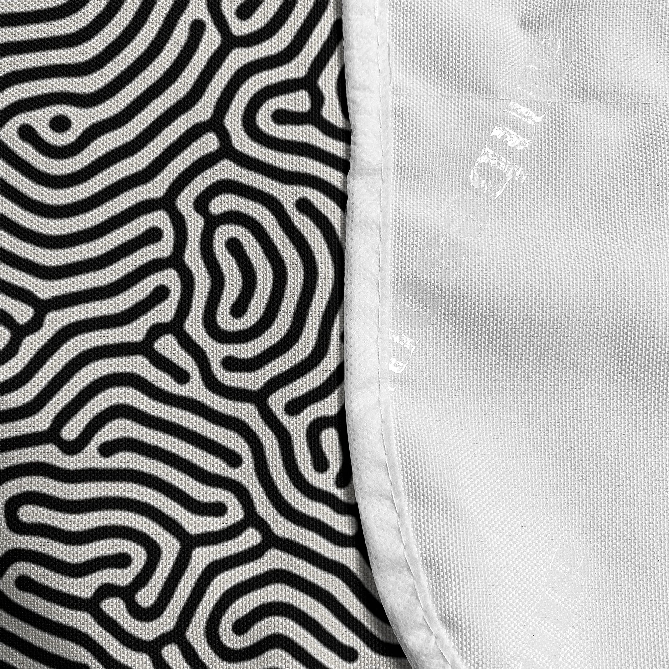 Ambesonne Black and White Microwave Cover - Modern Maze Labyrinth Abstract Design, Waterproof Kitchen Organizer with Storage Pockets, 36x12 Inches - Perfect for Countertop Protection & Stylish Kitchen Decor