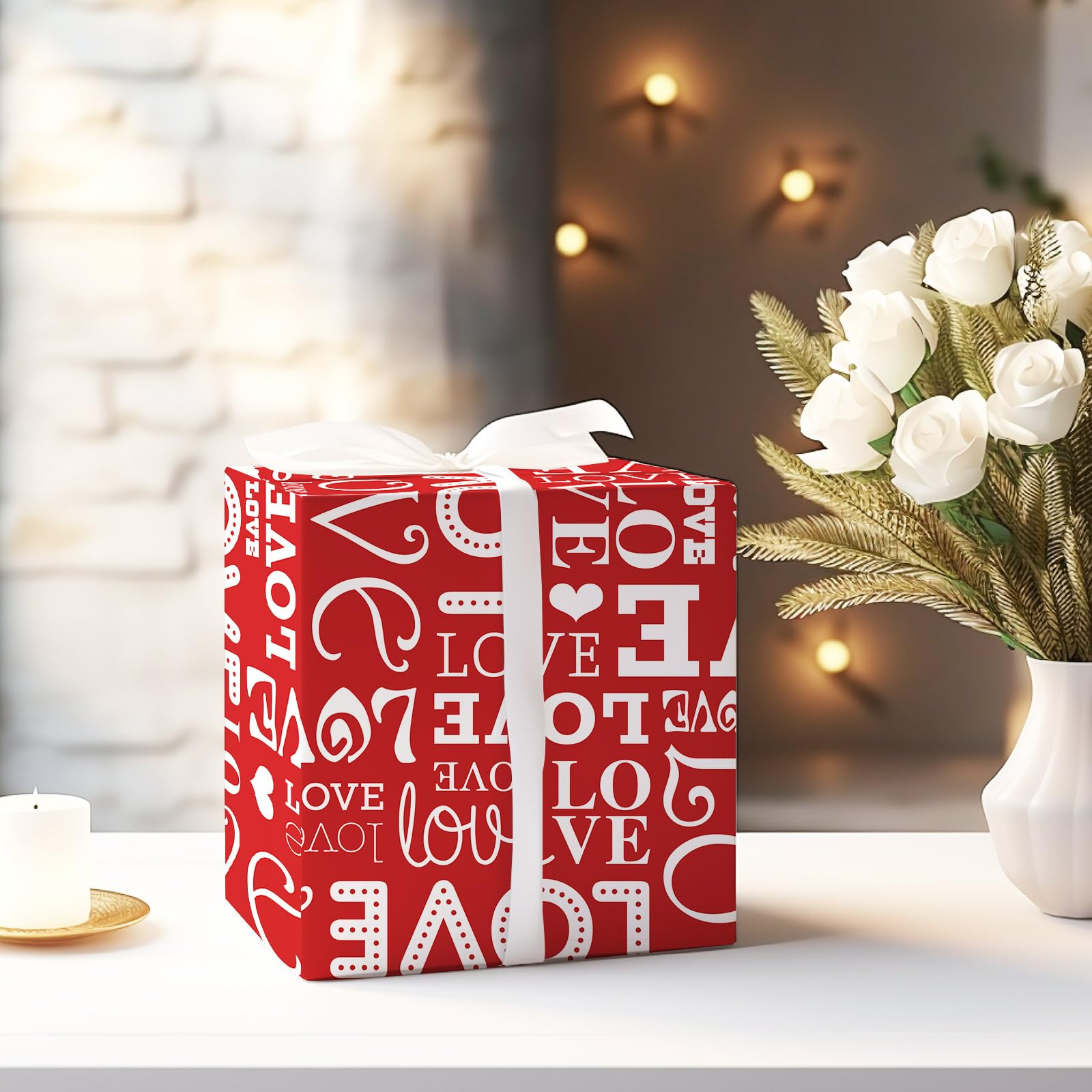 Whaline 12 Sheet Valentine's Day Wrapping Paper - Heart Love Plaid Design, Black Red Gift Wrap Paper Bulk for DIY Crafts, Wedding, Anniversary, Party, Gift Packing Supplies (19.7x27.6 Inch) - Perfect for Christmas, Birthday, Romantic Surprises & Special Occasions