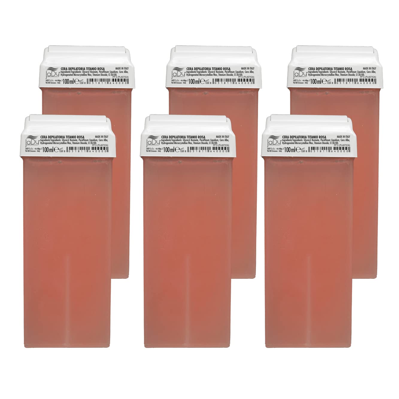 JaDy - Professional Roll-On Wax for Sensitive Skin | Titanium Rose Formula | Gentle & Effective Hair Removal | 6 x 100ml (Total 600g) | Ideal for Home Waxing, Salon Use & Travel