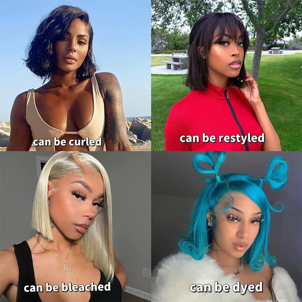 13x4 Lace Front Human Hair Wigs for Black Women - Short Straight Bob 10 Inch Glueless Wig 150% Density with Pre-Plucked Hairline & Baby Hair | Natural Look for Daily Wear, Parties & Special Occasions