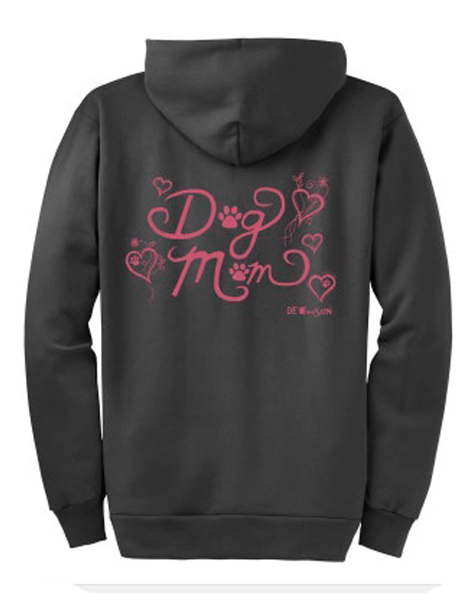Dog Mom Full Zip Hoodie for Women - Cozy Fleece Pullover with Dog Lover Design - Perfect for Dog Rescue Volunteers & Pet Owners (Charcoal Grey, 2XL) - Great for Walks, Vet Visits & Casual Outings