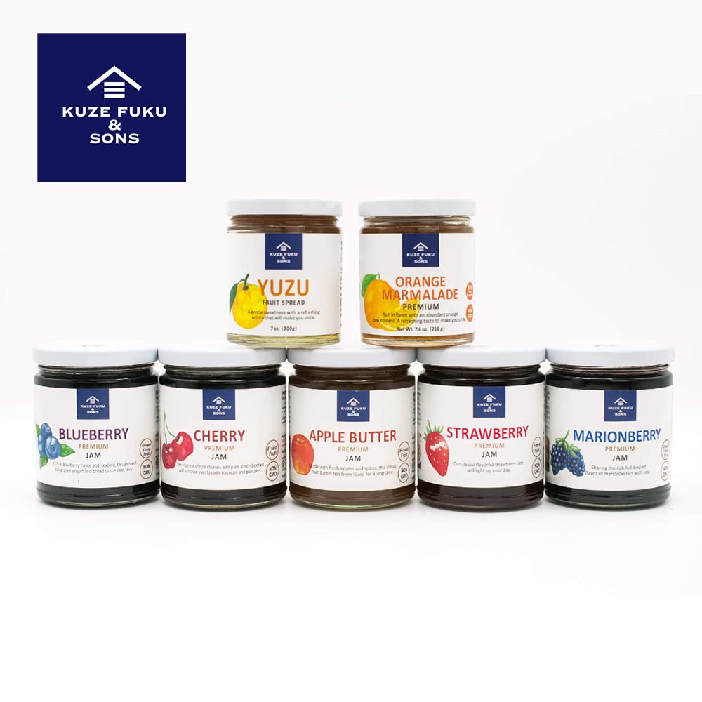 KUZE FUKU & SONS All Natural Blueberry Jam - Non-GMO Real Fruit Preserves, No Artificial Flavors or Additives, 11 Oz (311.84g) - Perfect for Breakfast Toast, Yogurt Topping & Baking Recipes