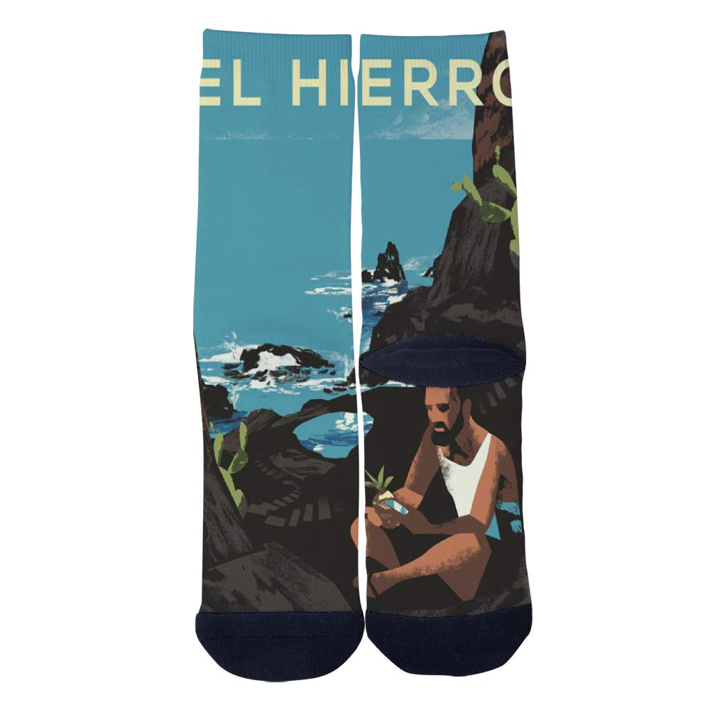 Vintage Travel Poster Charco Azul Socks - Unisex Casual Crew Socks with Custom Design | Perfect for Travel Enthusiasts, Gift Giving & Everyday Comfort