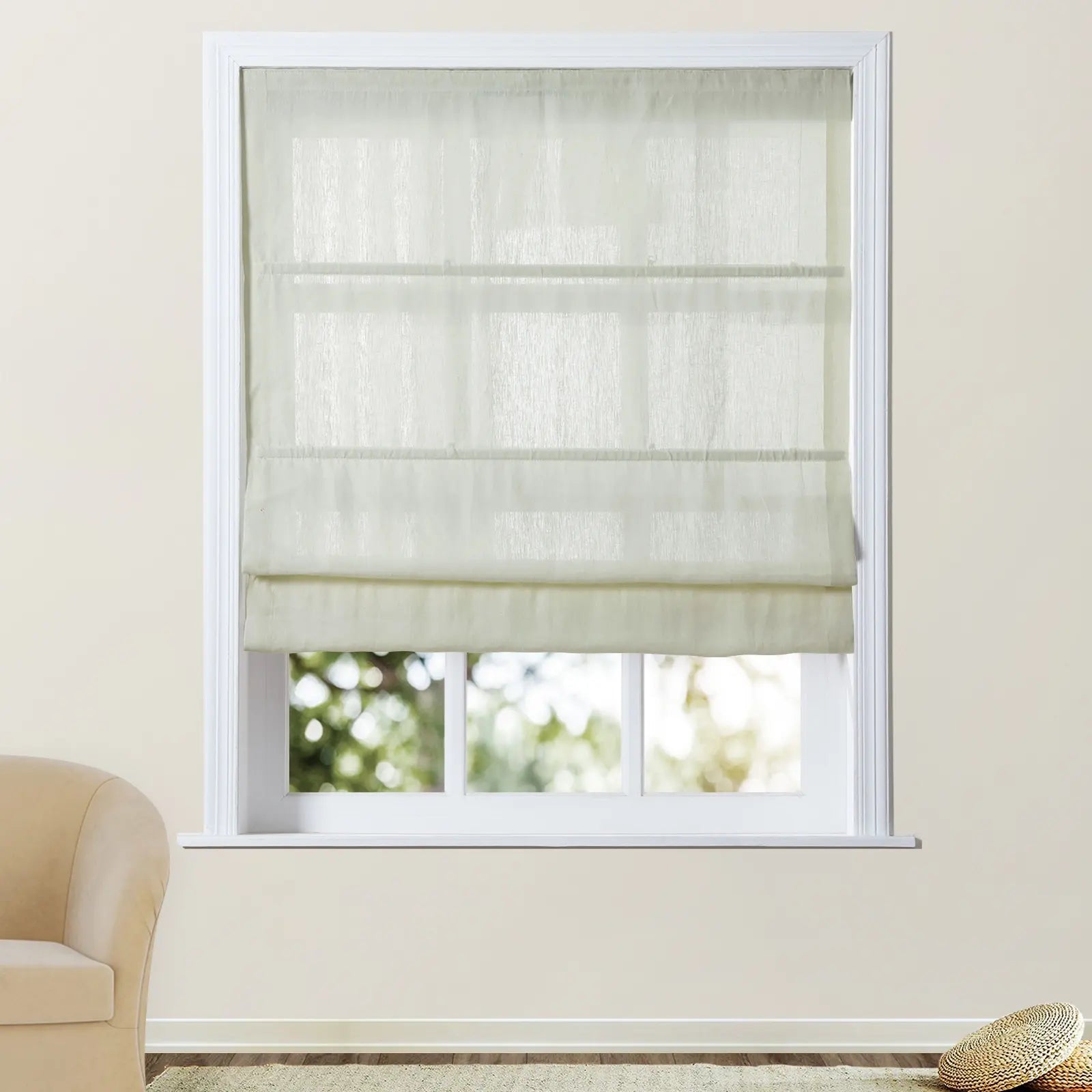 Premium Belgian Linen Cordless Roman Shades - Blackout Window Treatments for Bedroom & Living Room - Plus Size Custom Window Coverings