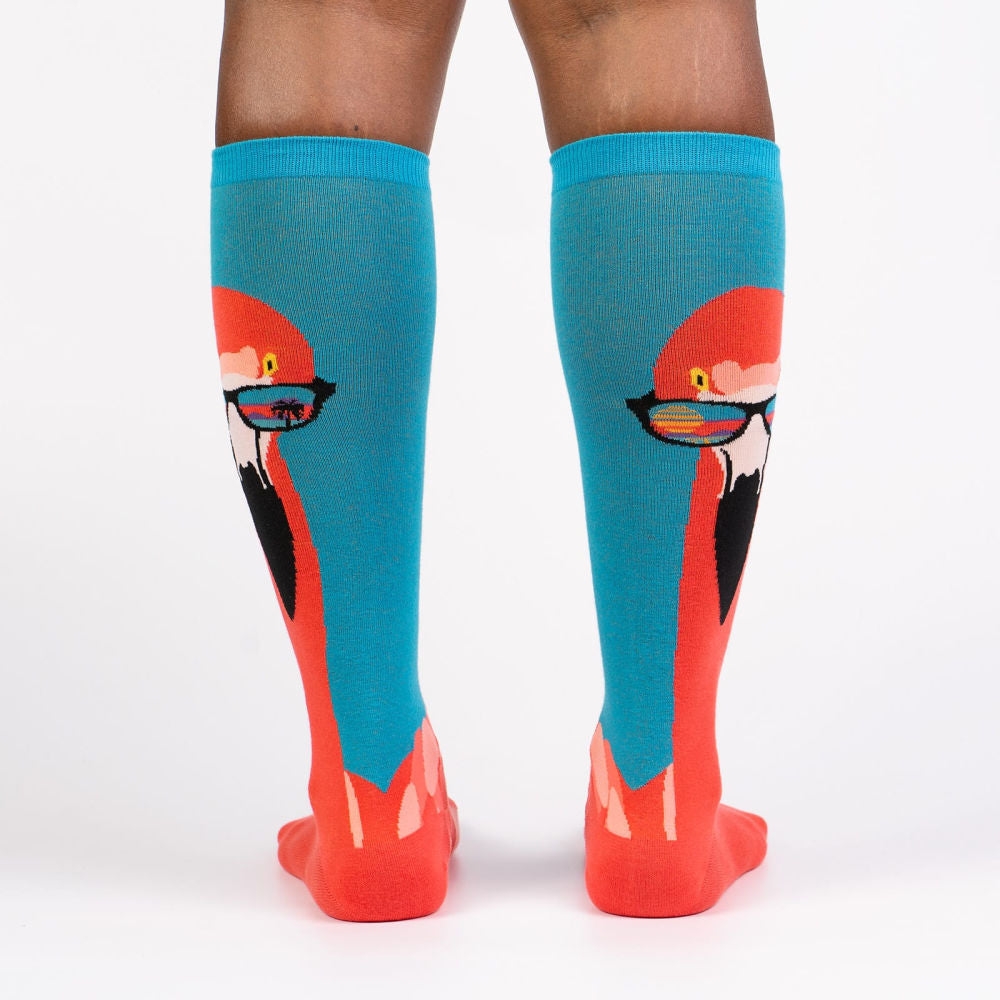 Fun Knee High Socks for Women - Sock It To Me Ready To Flamingle Design - Perfect for Costumes, Gifts & Everyday Wear