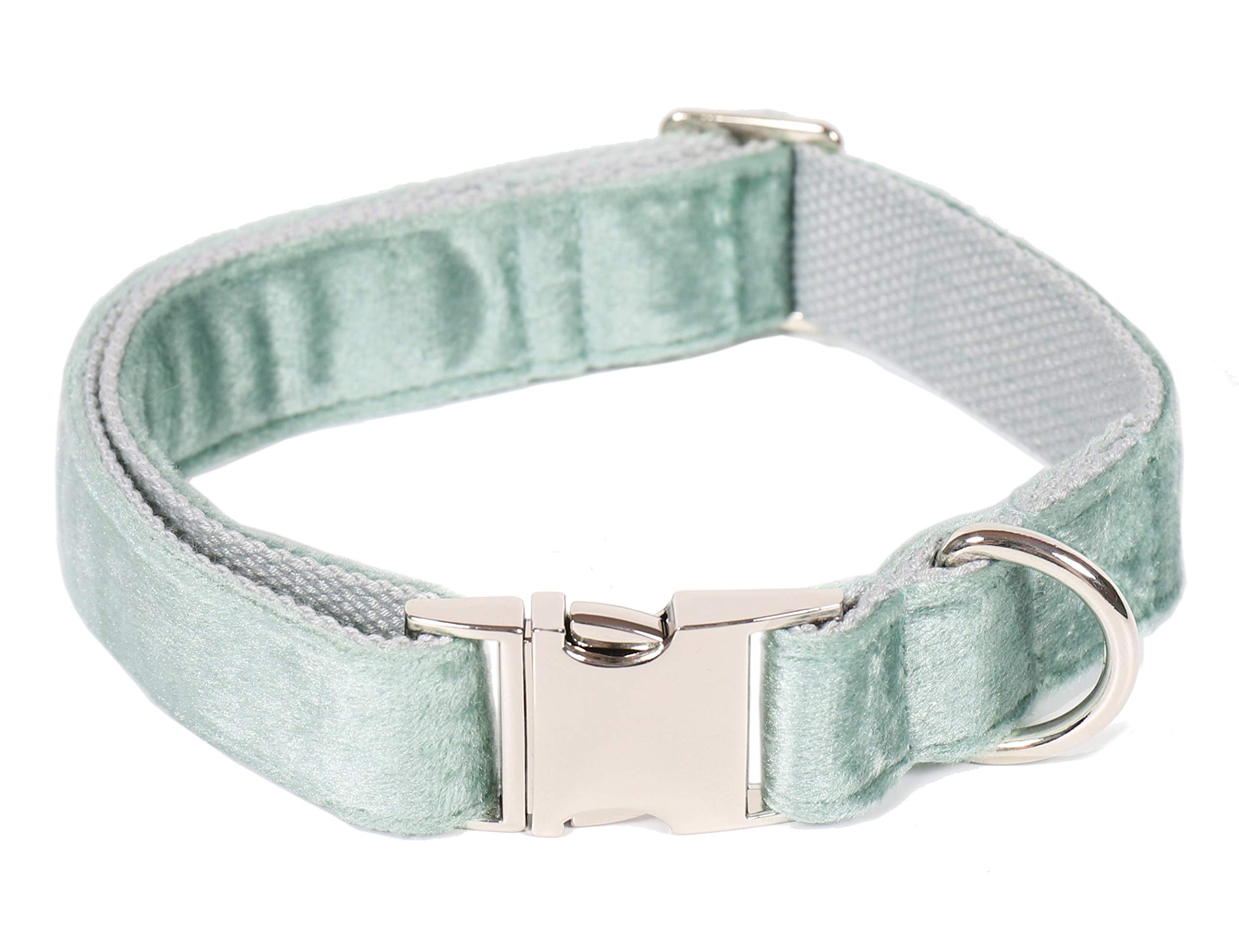 Bubblepup Velvet Dog Collar - Soft, Comfortable & Adjustable Pet Collar for Small, Medium & Large Dogs (Green, Size L) - Perfect for Daily Walks, Training & Fashion Accessories