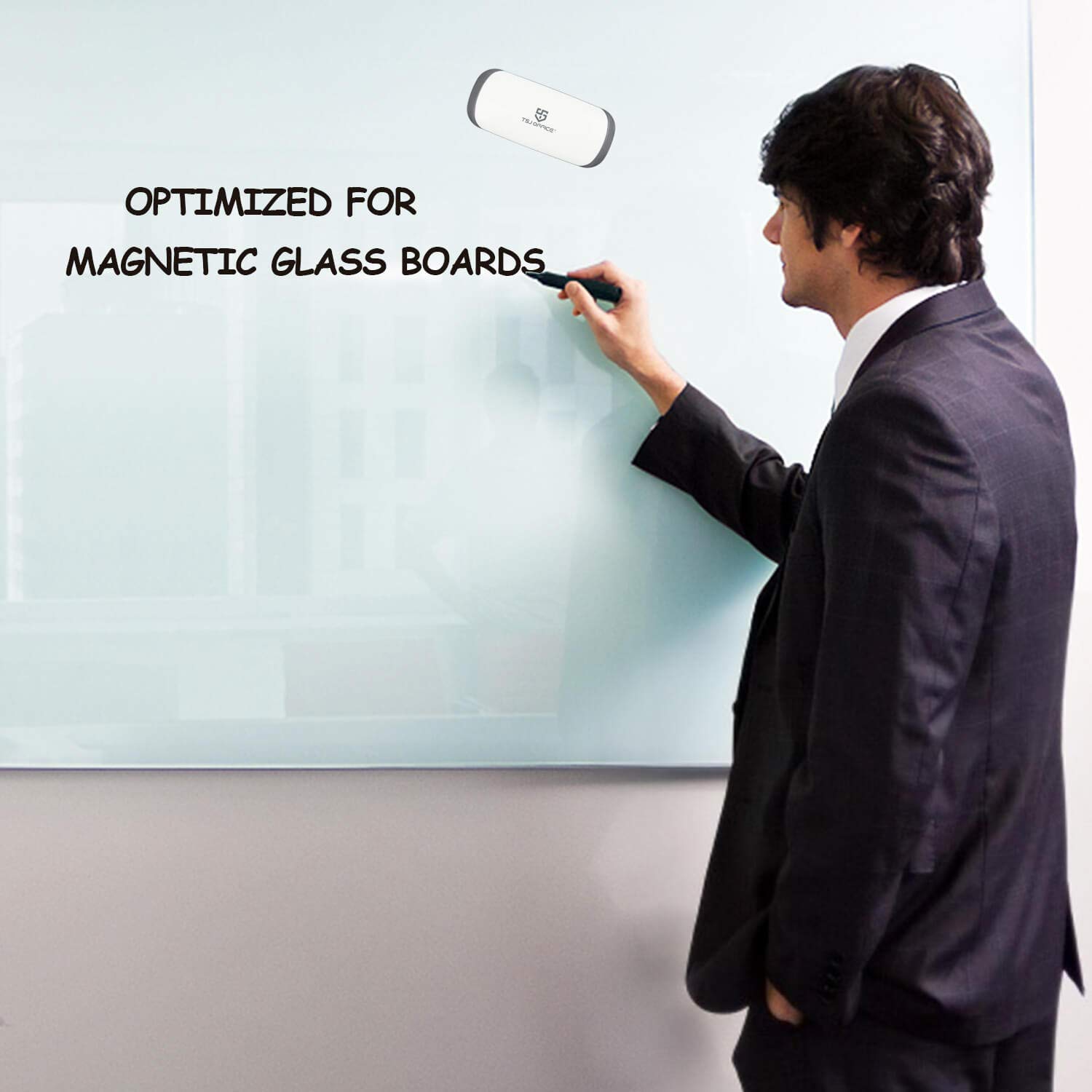 Strong Magnetic Dry Erase Board Eraser - Whiteboard Cleaner with Powerful Magnet for Glass Whiteboards, Refrigerator Calendars & Office Use | Felt Bottom Surface for Scratch-Free Cleaning | Perfect for Classrooms, Home Offices & Kitchen Organization