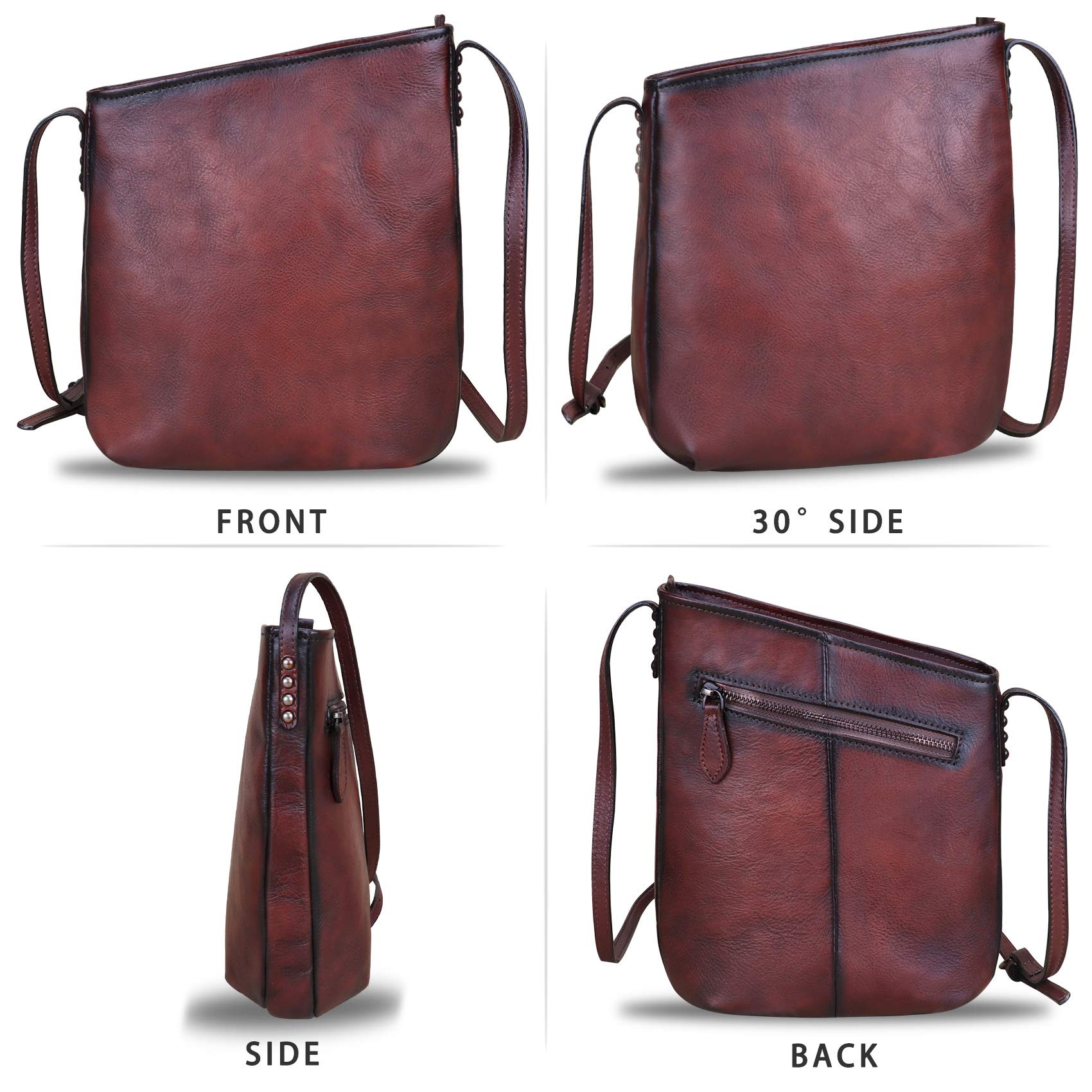 Genuine Leather Crossbody Bags for Women - Retro Satchel Purse Handmade Small Designer Shoulder Bag - Perfect for Work, Travel & Everyday Use