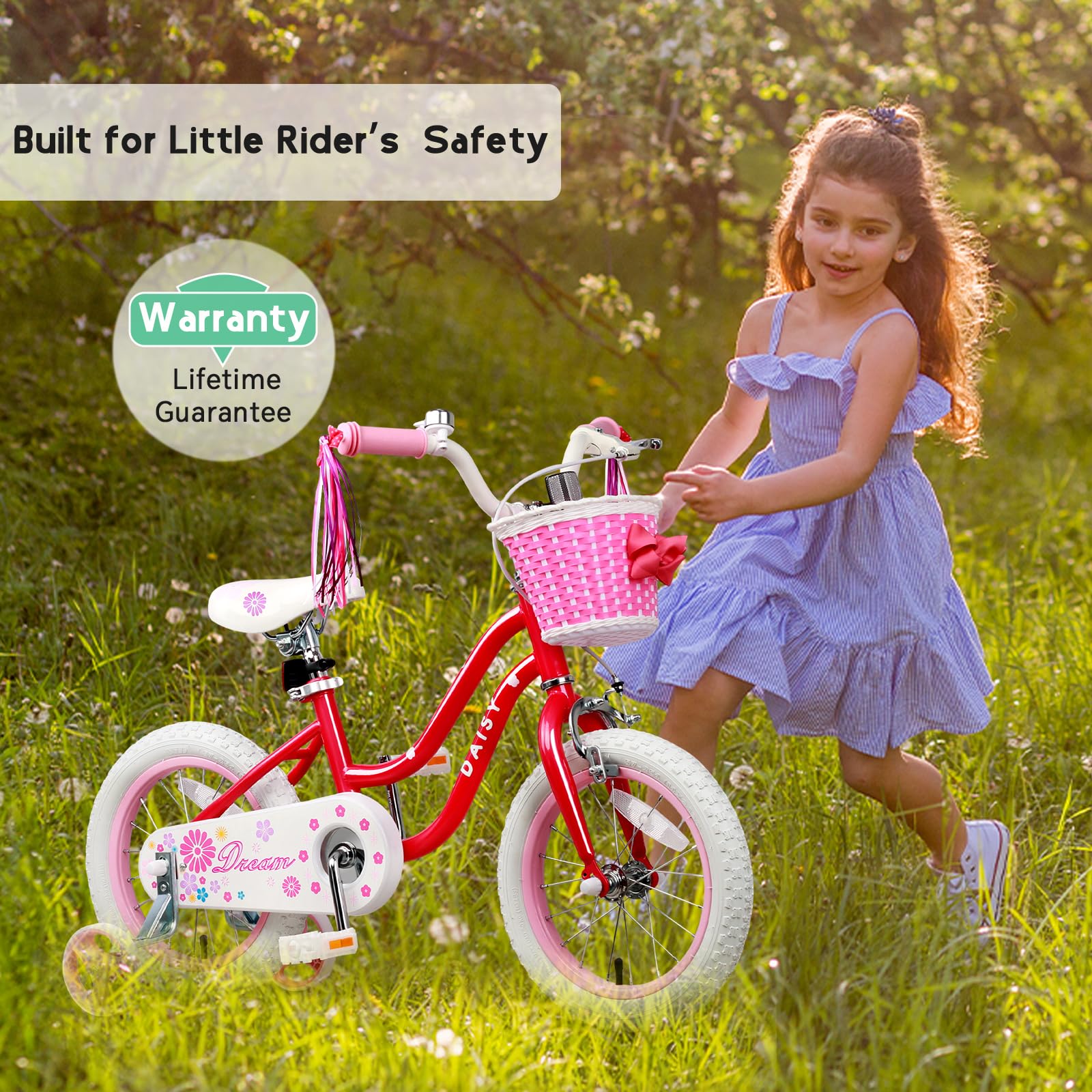 **Daisy Princess Girls Bike for Kids Ages 2-7 Years Old - 12, 14, 16 Inch Toddler Bicycle with Training Wheels, Basket & Streamers - Multiple Colors - Perfect for Outdoor Play, Birthday Gifts & Learning to Ride**