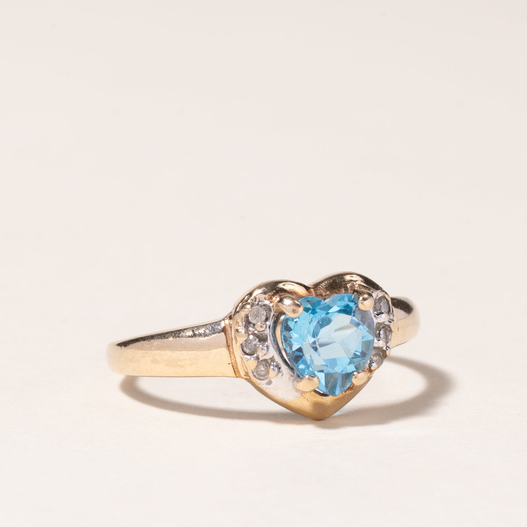 10K Yellow Gold Heart Cut Topaz & Diamond Ring - 1.15ct Natural Topaz with 0.03ctw Diamonds - Size 6 - Perfect for Valentine's Day, Anniversary & Romantic Gifts