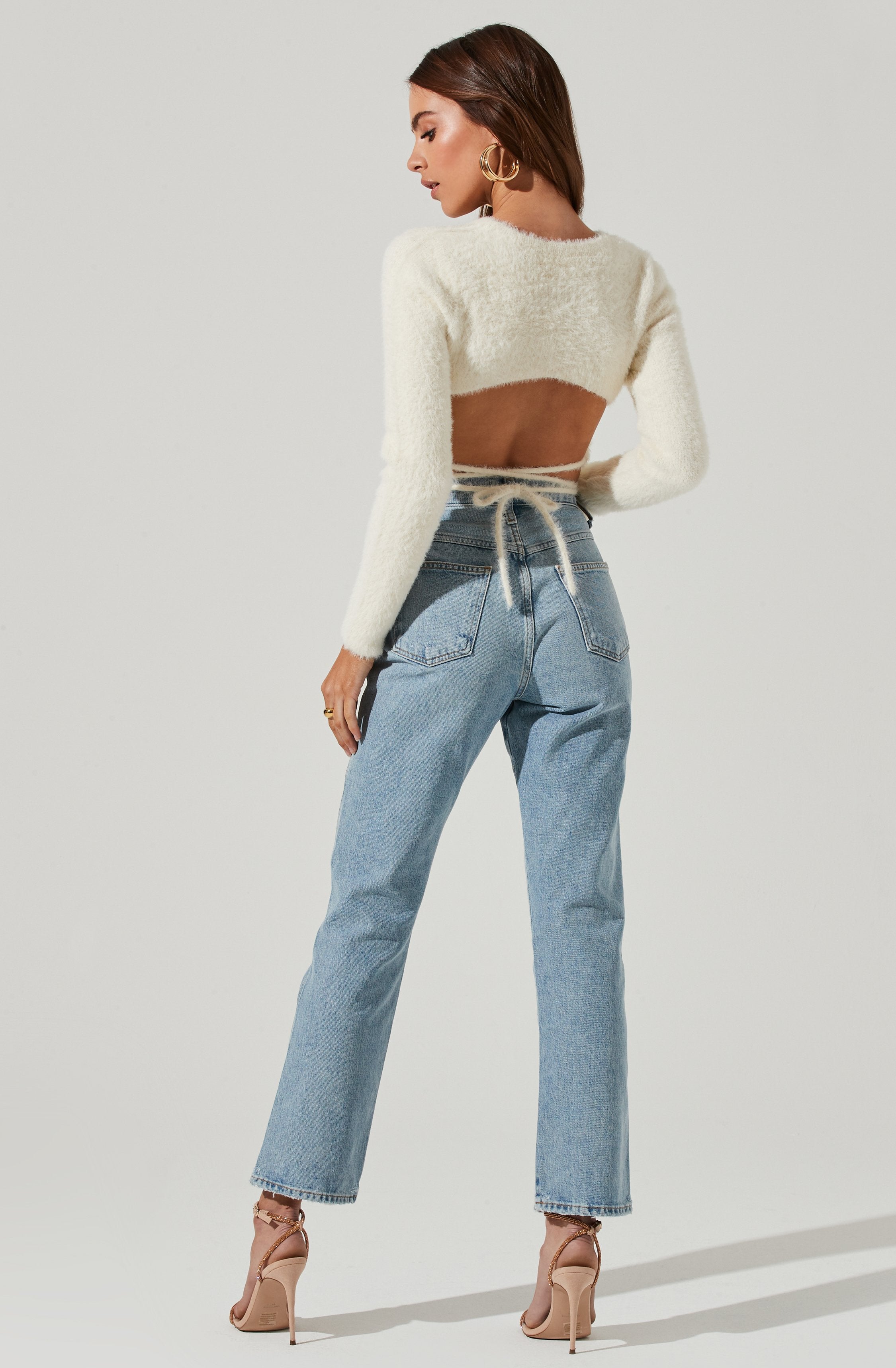 Elegant Back Cutout Tie Waist Sweater for Women - Chic Knit Pullover for Fall & Winter Fashion | Perfect for Office, Date Night & Casual Outings