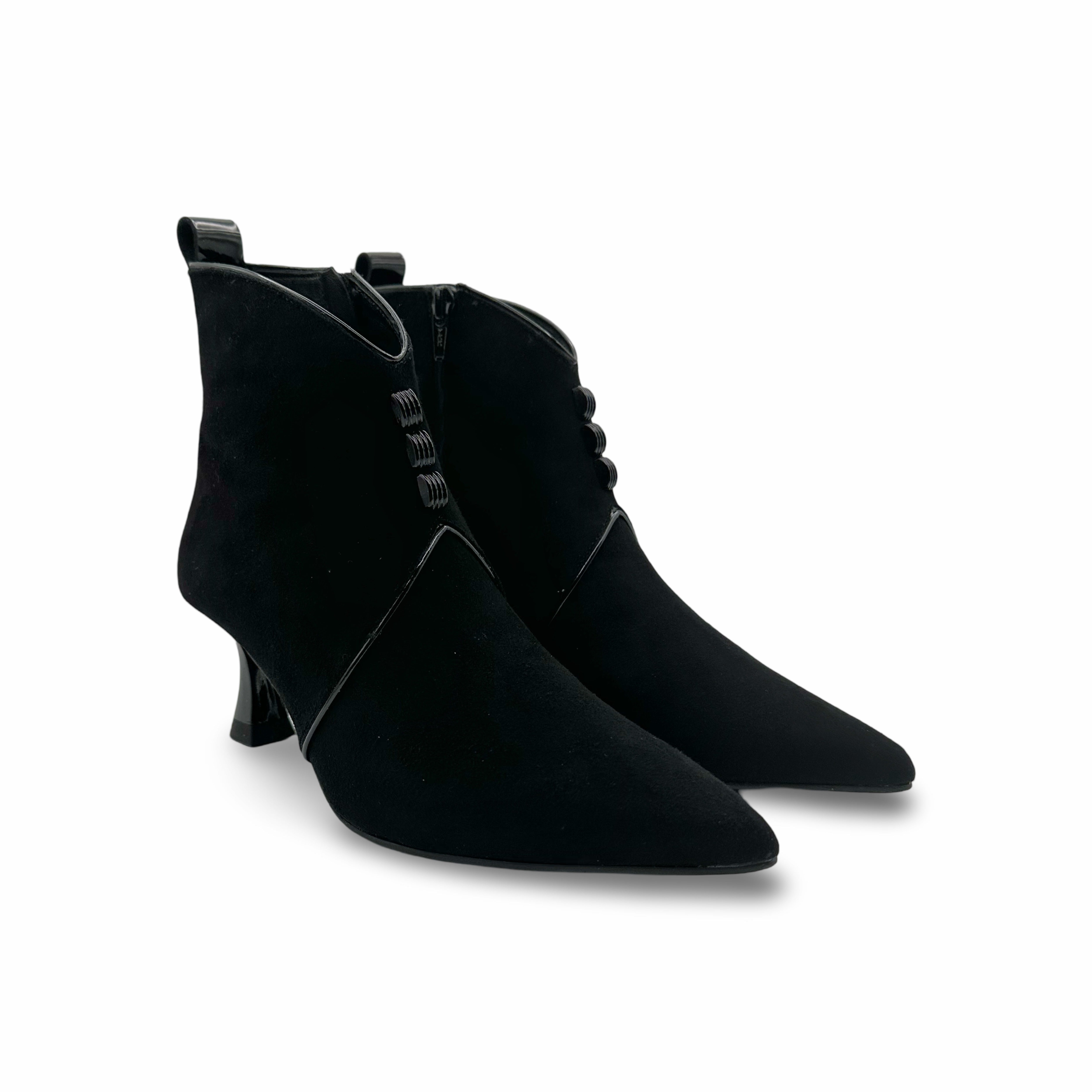 Black Suede Ankle Booties for Women - 9251 2 Comfortable Low Heel Boots for Casual Wear & Fall Fashion