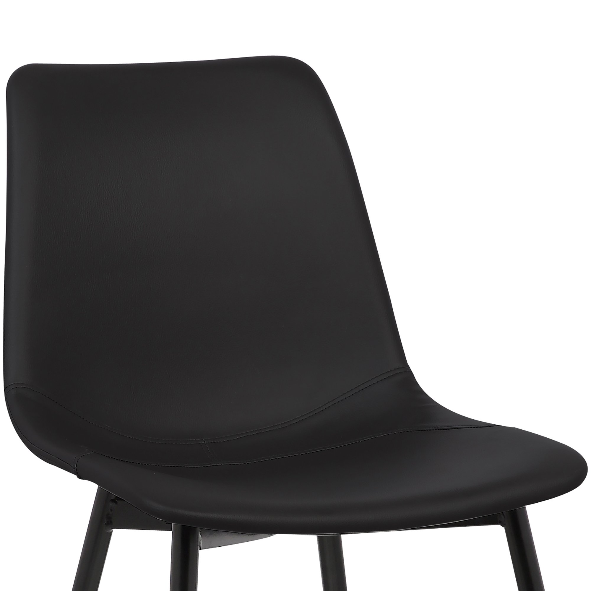 Armen Living Monte Mid Century Modern Dining Chair - Black Faux Leather Upholstery with Black Metal Legs - Perfect for Kitchen, Dining Table, Home Office Desk & Vanity Area