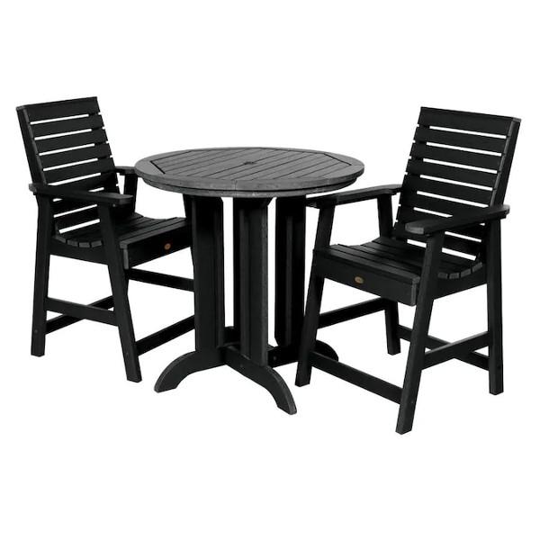Weather-Resistant 3-Piece Round Counter Height Outdoor Dining Set - Perfect for Patio, Deck, and Backyard Gatherings