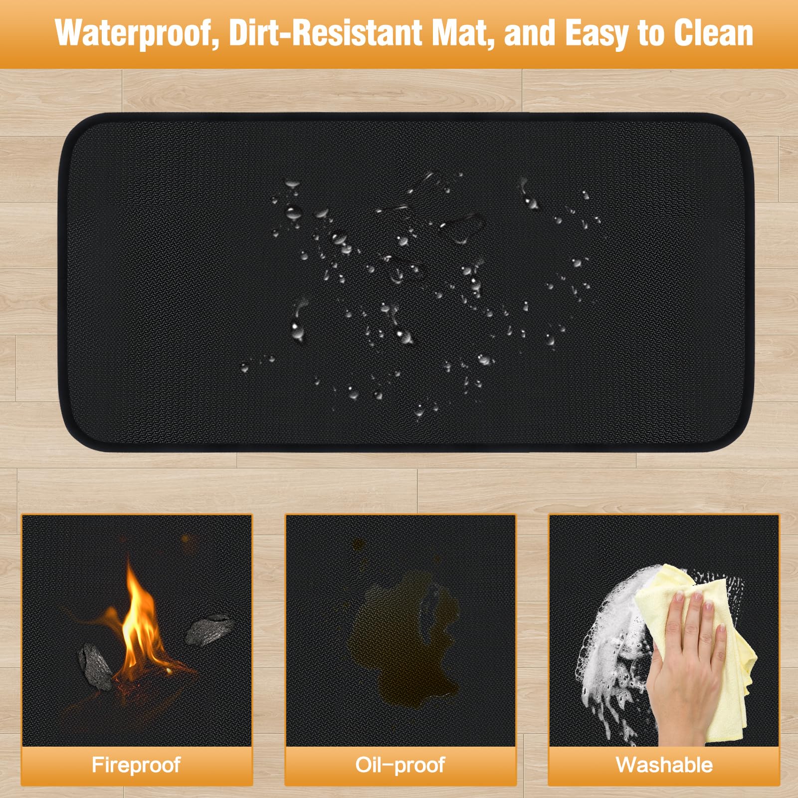24x48 Inch Fireproof Hearth Pad for Wood Stove & Fireplace - Fire Resistant Floor Protector Mat for Firewood & Pellet Stoves - Safeguards Hardwood Floors & Decks from Heat & Sparks - Perfect for Living Rooms, Patios & Cabin Heating Areas