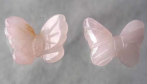Flutter 2 Carved Rose Quartz Butterfly Beads for Jewelry Making - DIY Bracelets, Necklaces & Craft Projects - Healing Crystal Beads for Spiritual Gifts & Boho Style Accessories