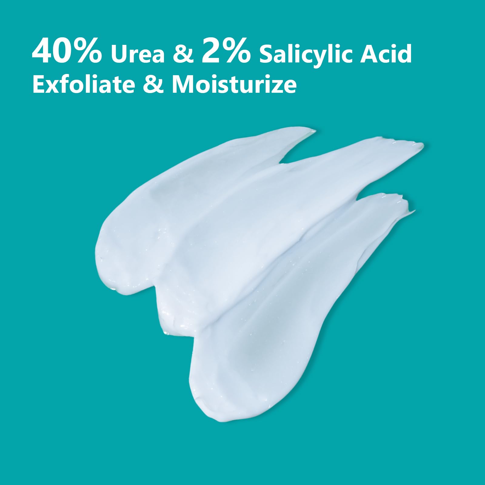 40% Urea & 2% Salicylic Acid Foot Cream for Dry Cracked Heels - Intense Moisturizing Treatment for Feet, Knees, Elbows & Hands | Professional Pedicure Supplies for Soft Smooth Skin at Home