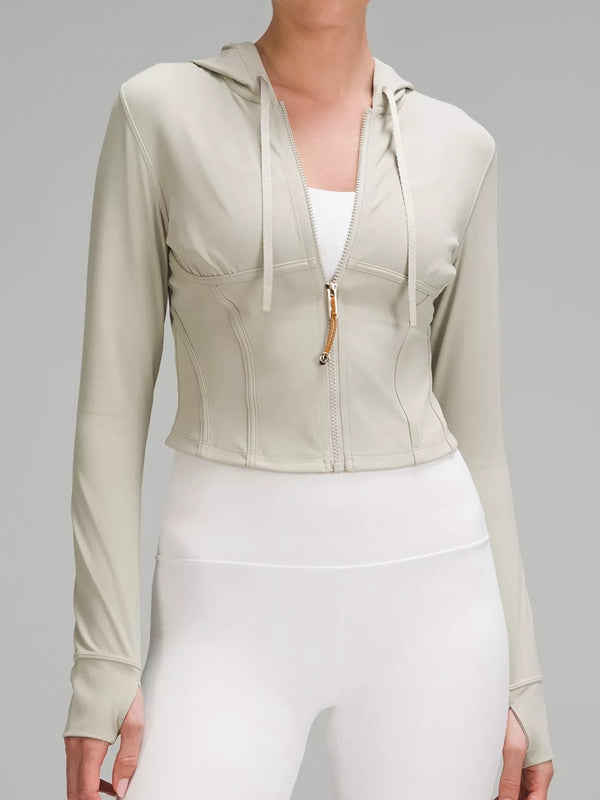 ZASUWA Women's Zipper Corset Hooded Jacket - Stylish Slim Fit Outerwear for Casual Wear & Street Fashion