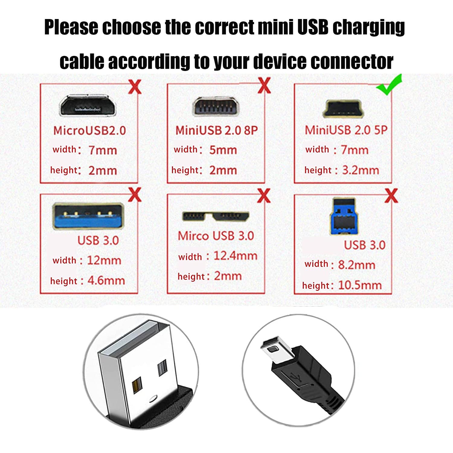 2-in-1 Mini USB Charger & Sync Cable for TI-84 Plus CE Calculator, GoPro Hero 3+, PS3 Controller, MP3 Players, Canon Cameras & Garmin GPS - Fast Charging & Data Transfer for School, Travel & Gaming