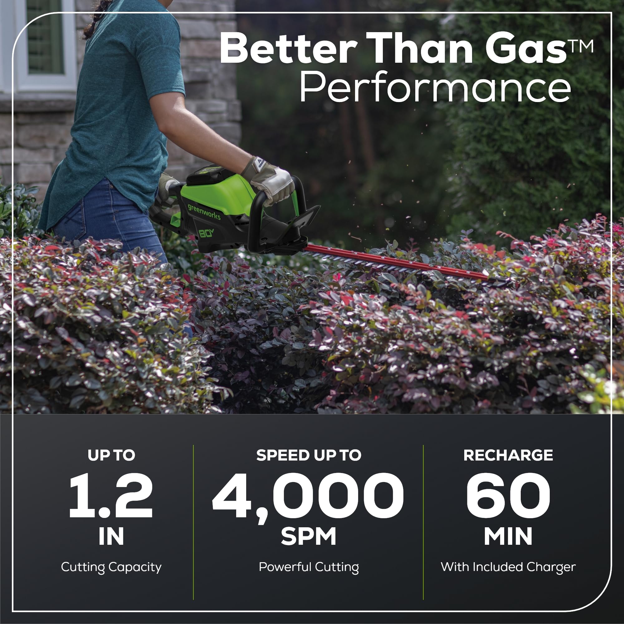 Greenworks 80V 26-Inch Cordless Hedge Trimmer with Brushless Motor, 2.0Ah Battery & Fast 2A Charger Included - Perfect for Landscaping, Yard Maintenance and Professional Gardening