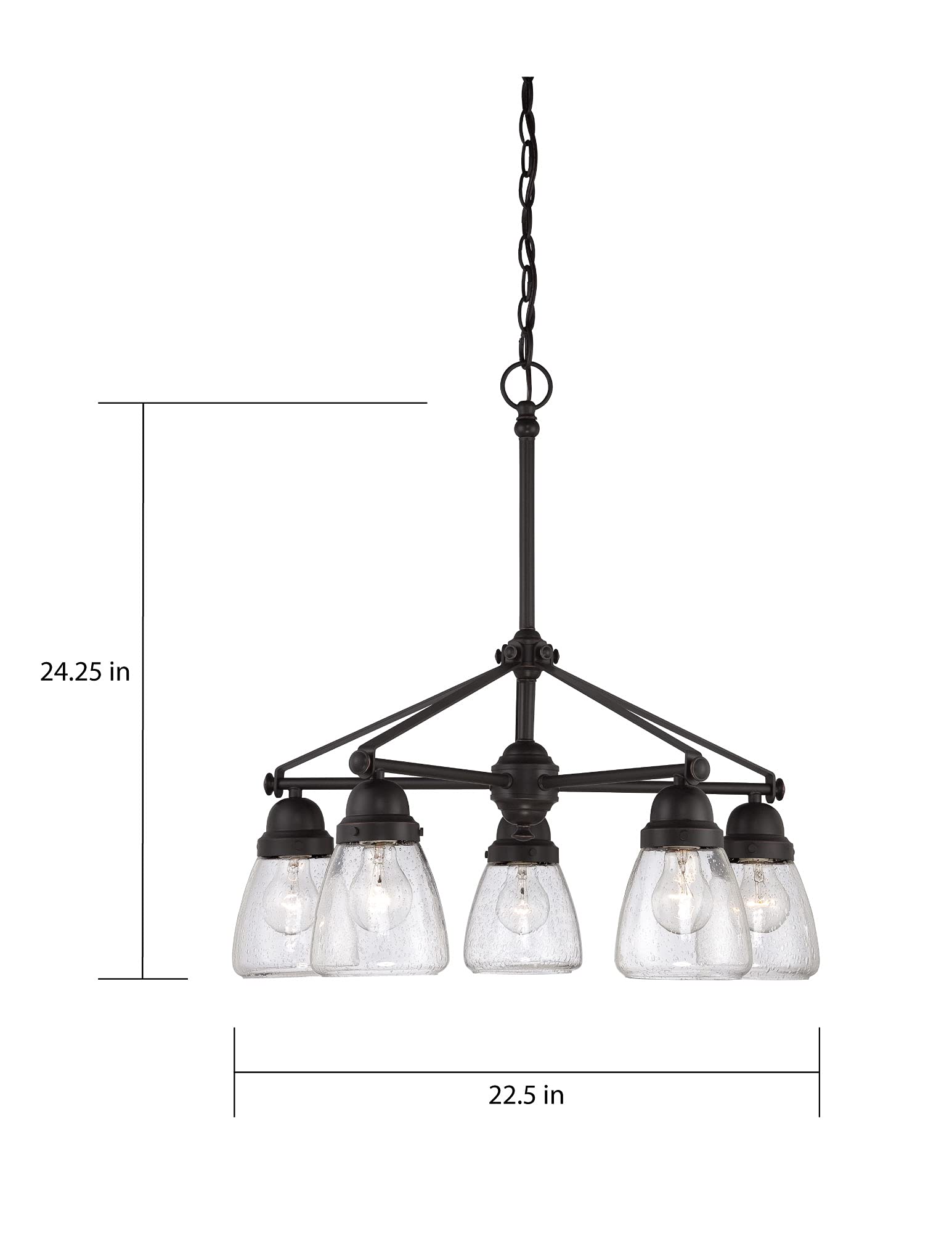 Nuvo Lighting 60/5545 Five Light Chandelier in Bronze/Dark Finish - Elegant Dining Room & Bedroom Ceiling Light Fixture for Modern Home Decor