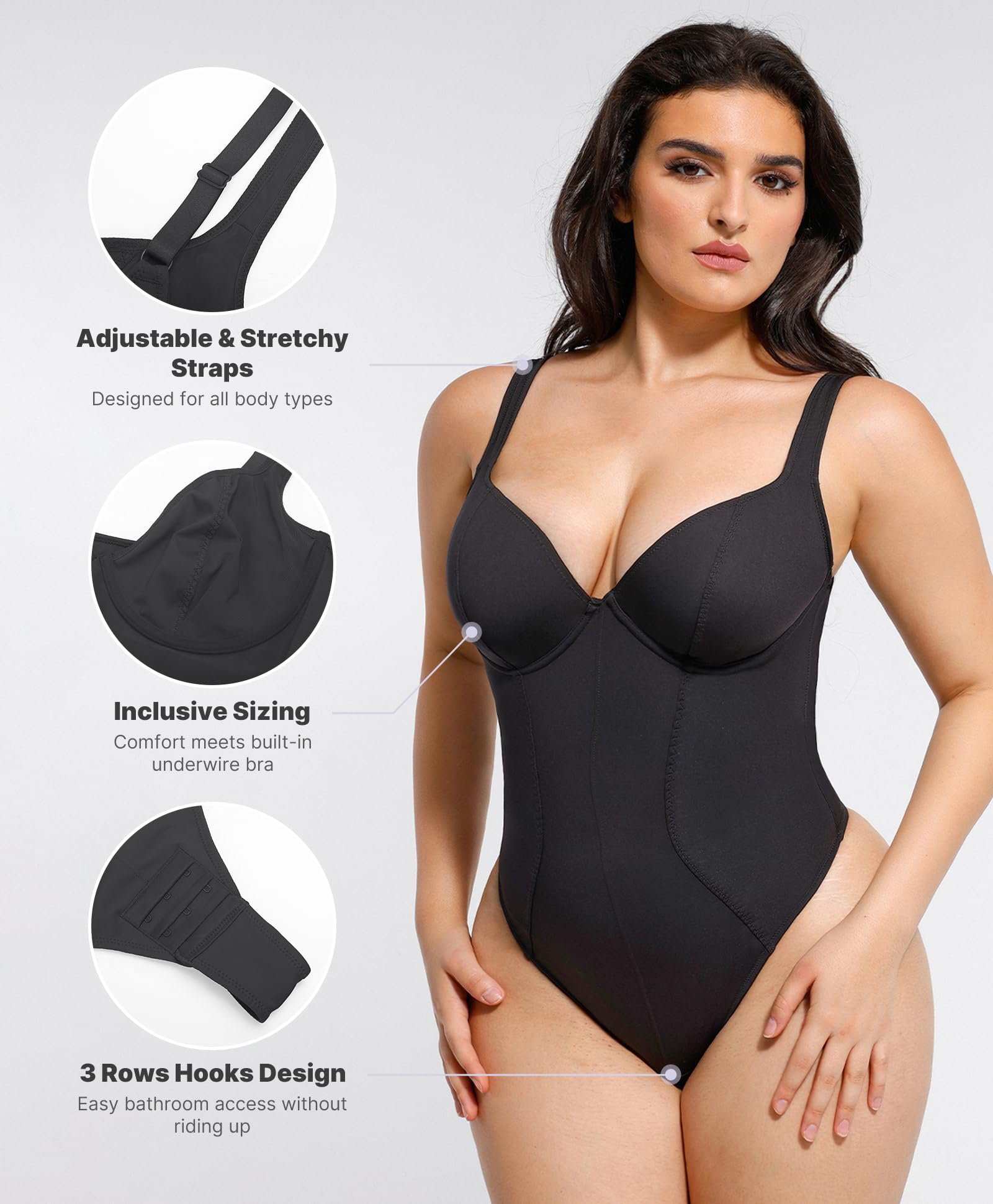 SHAPELLX Women's Tummy Control Shapewear Bodysuit - Slimming Thong Body Shaper with Built-in Bra for Waist Training & Body Contouring | Perfect for Everyday Wear, Special Occasions & Postpartum Recovery