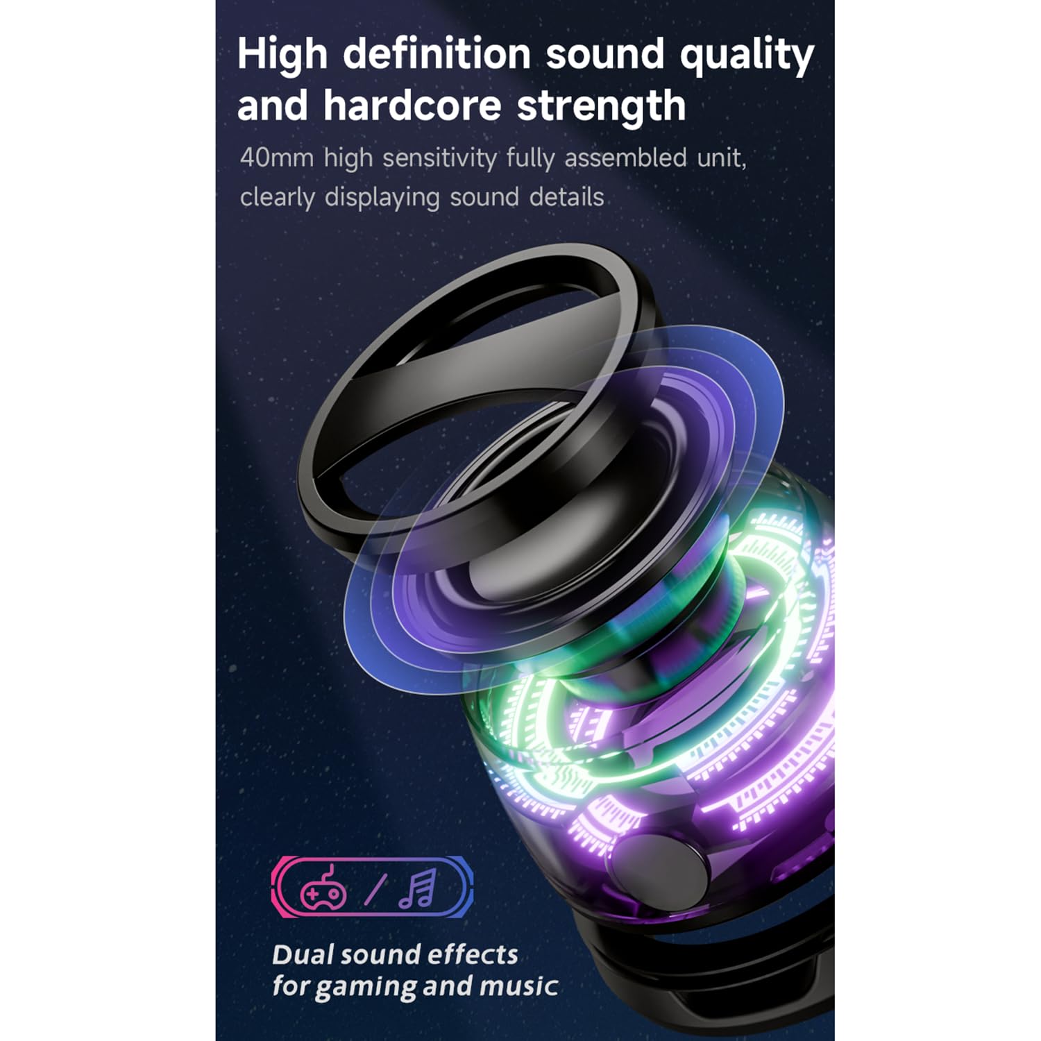 2 Pack Magnetic Bluetooth Speaker, Portable G200 Wireless Speaker with RGB LED Light Show & 3D Surround Sound - TWS Pairing, Phone Stand for iPhone & Android (Black) - Perfect for Parties, Home Decor & Outdoor Adventures