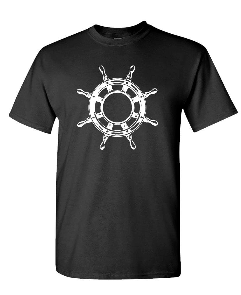 Vintage Ship Wheel T-Shirt - Nautical Themed Cotton Tee for Men & Women - Perfect for Sailing, Beach, and Maritime Enthusiasts