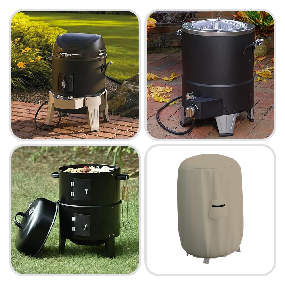Premium 12oz Waterproof UV-Resistant BBQ Smoker Cover - Weatherproof Protection for Dome, Bullet, Barrel, Kettle & Drum Grills (30