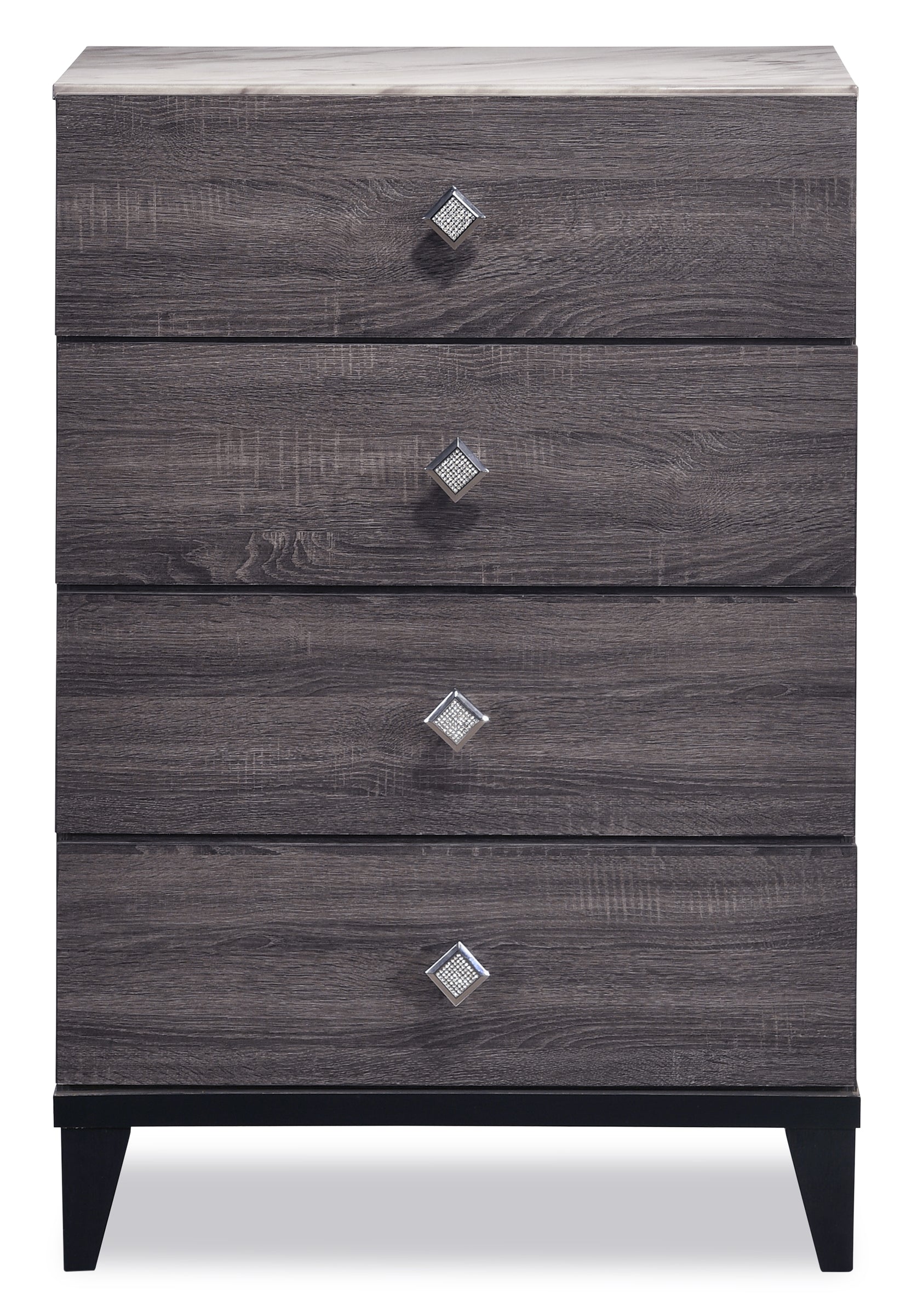 Amber 4 Drawer Chest Dresser - Grey & Black Wooden Storage Cabinet for Bedroom, Living Room, or Office Organization