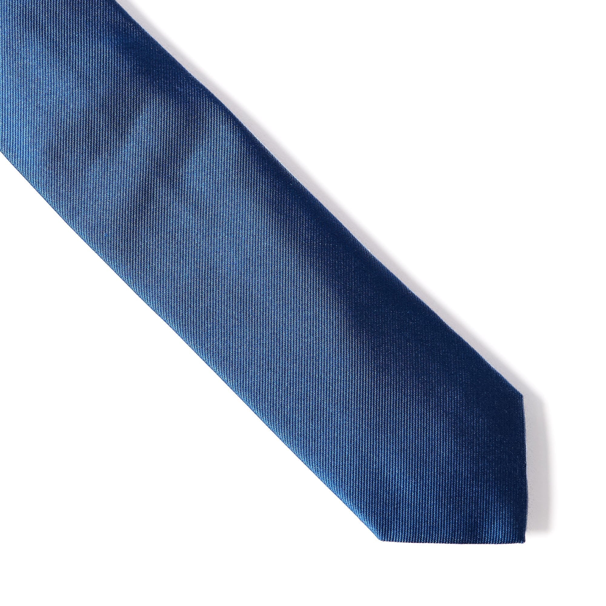 Henry Sartorial x Cantini Plain Woven Silk Tie for Men - Classic Blue Necktie for Business, Weddings & Formal Occasions