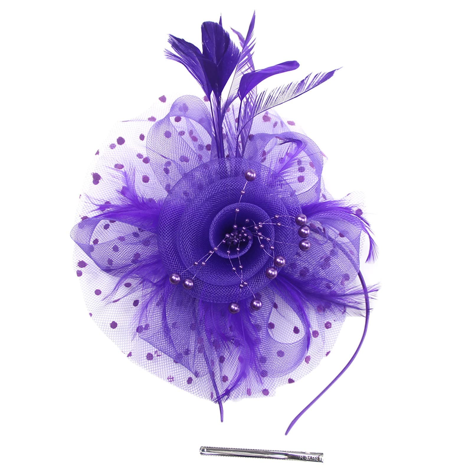 Elegant Women's Tea Party Fascinator Hat with Net Veil - Clip-On Headwear for Girls & Women - Perfect for Bridal Showers, Garden Parties, and Afternoon Tea Events