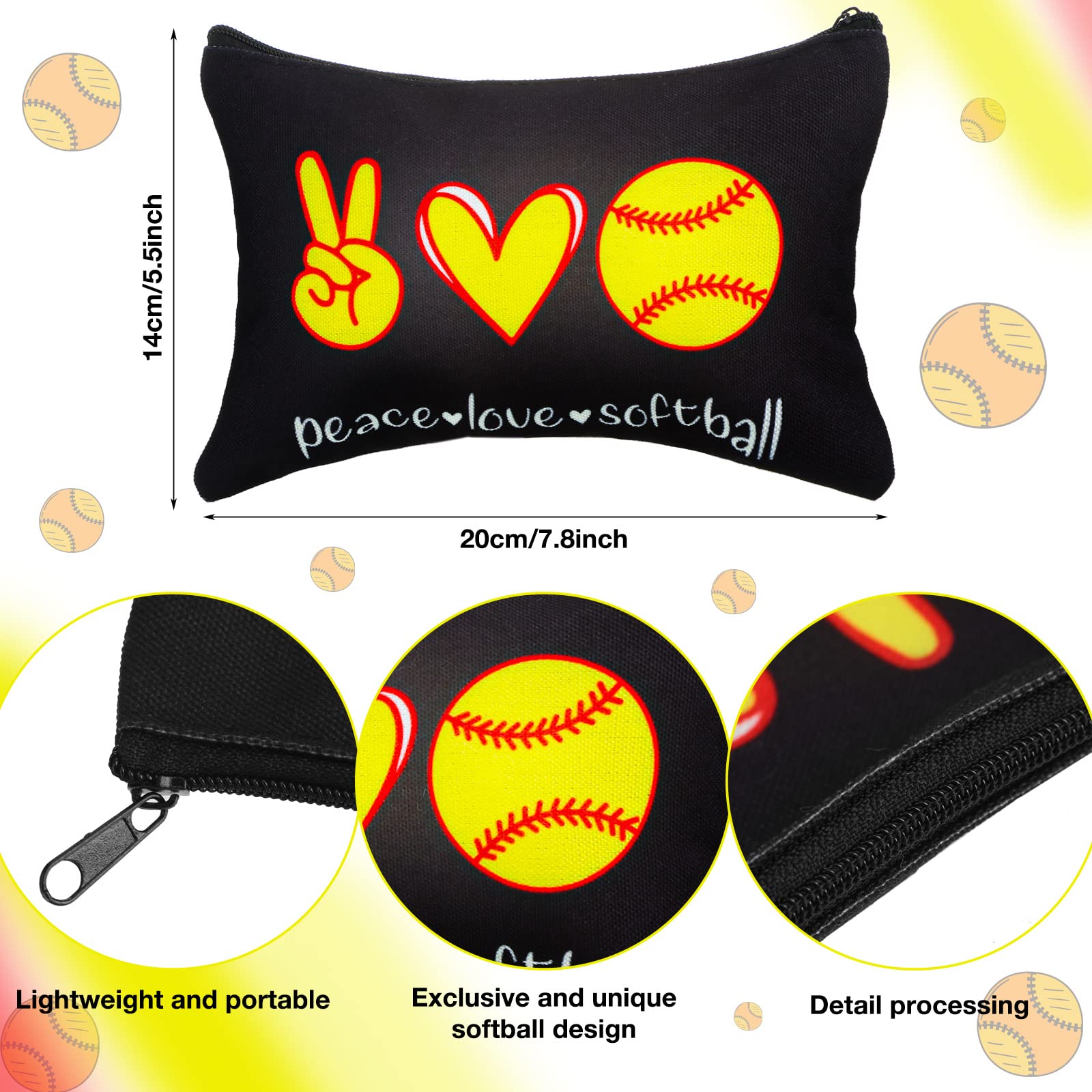 **36 Pcs Softball Gift Set for Teen Girls - Makeup Bags, Cosmetic Pouches, Sport Hair Scrunchies & Lipstick Holders - Perfect for Party Favors, Team Gifts & Game Day Essentials**