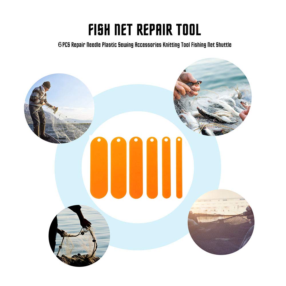 6pcs Fishing Netting Shuttles Kit - 6 Sizes Plastic Net Making & Repair Tools for Fishing Nets - Durable Fishing Accessories & Supplies for DIY Net Weaving, Boat Fishing, and Outdoor Survival Gear