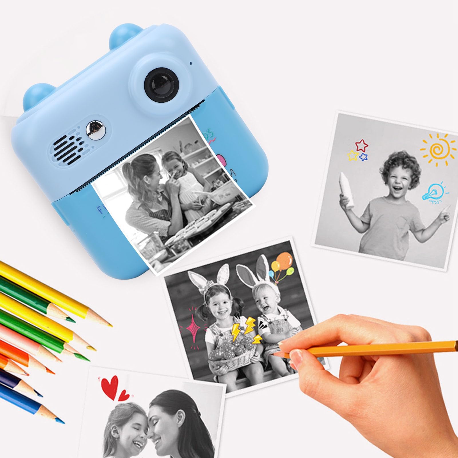 Instant Print Kids Camera - 1080P HD Selfie Digital Camera with Photo Printing for Boys & Girls Ages 4-9 | Portable Travel Toy for Birthday Gifts, Parties & Outdoor Adventures (Blue)