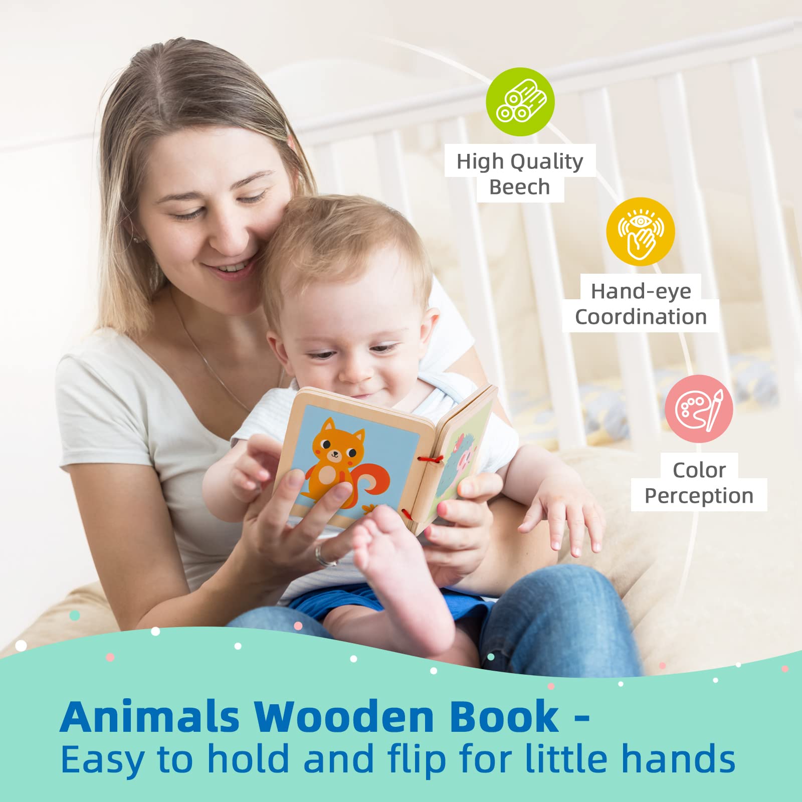 TOOKYLAND Montessori Toys for Babies 6-12 Months - 7 in 1 Wooden Educational Learning Set with Baby Rattle, Object Permanence Box, Wooden Book & Teething Toy | Sensory Development & Early Learning Toys for Toddlers | Perfect for Daycare, Home Play & Montessori Classroom