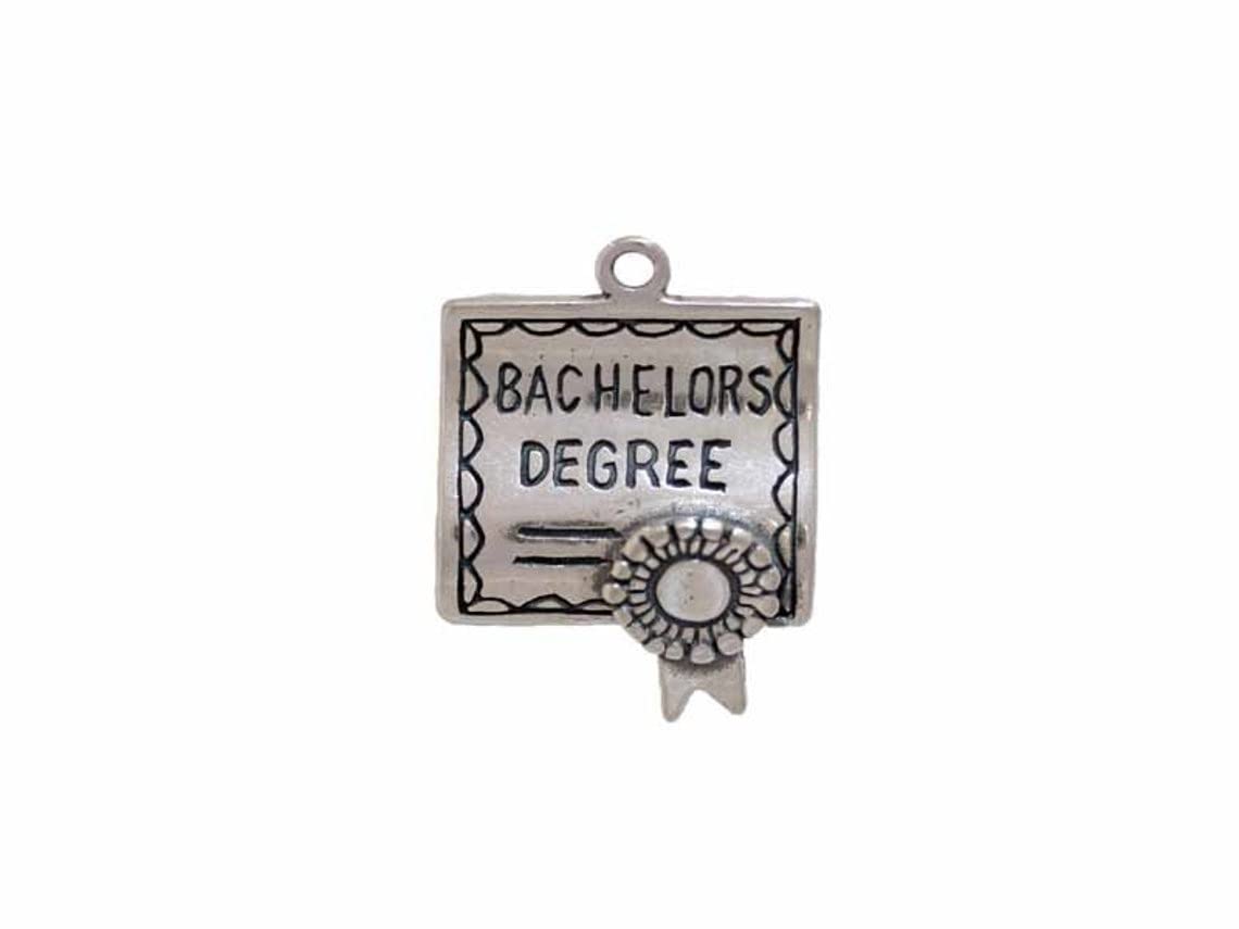 Sterling Silver Bachelor's Degree Charm Pendant for Jewelry Making - Perfect for Graduation Gifts & DIY Necklace Designs