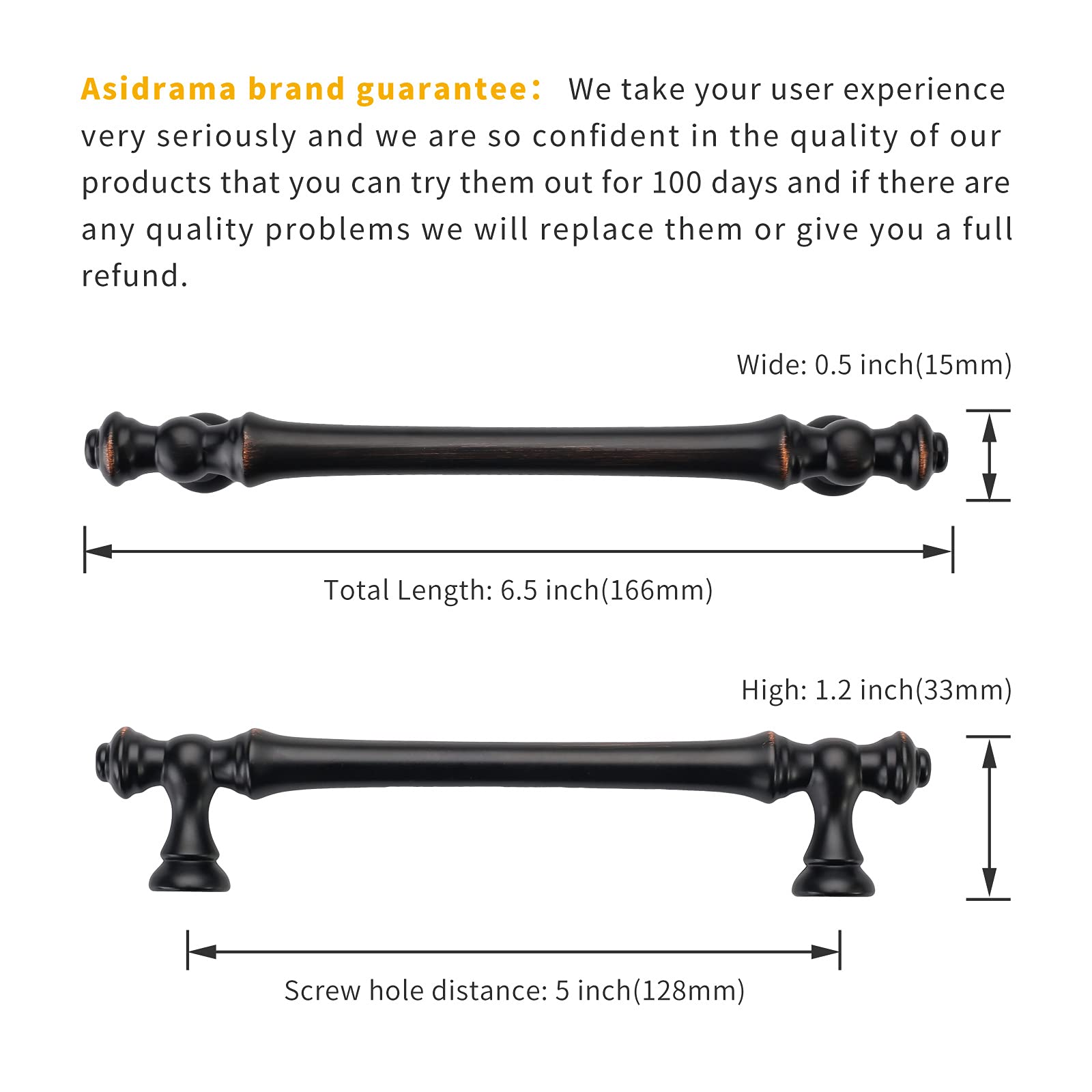 20 Pack 5 Inch (128mm) Oil-Rubbed Bronze Cabinet Handles - Heavy Duty Kitchen Cabinet Pulls, Dresser Drawer Handles for Cupboard, Wardrobe & Furniture Hardware - Perfect for Home Renovation & DIY Projects