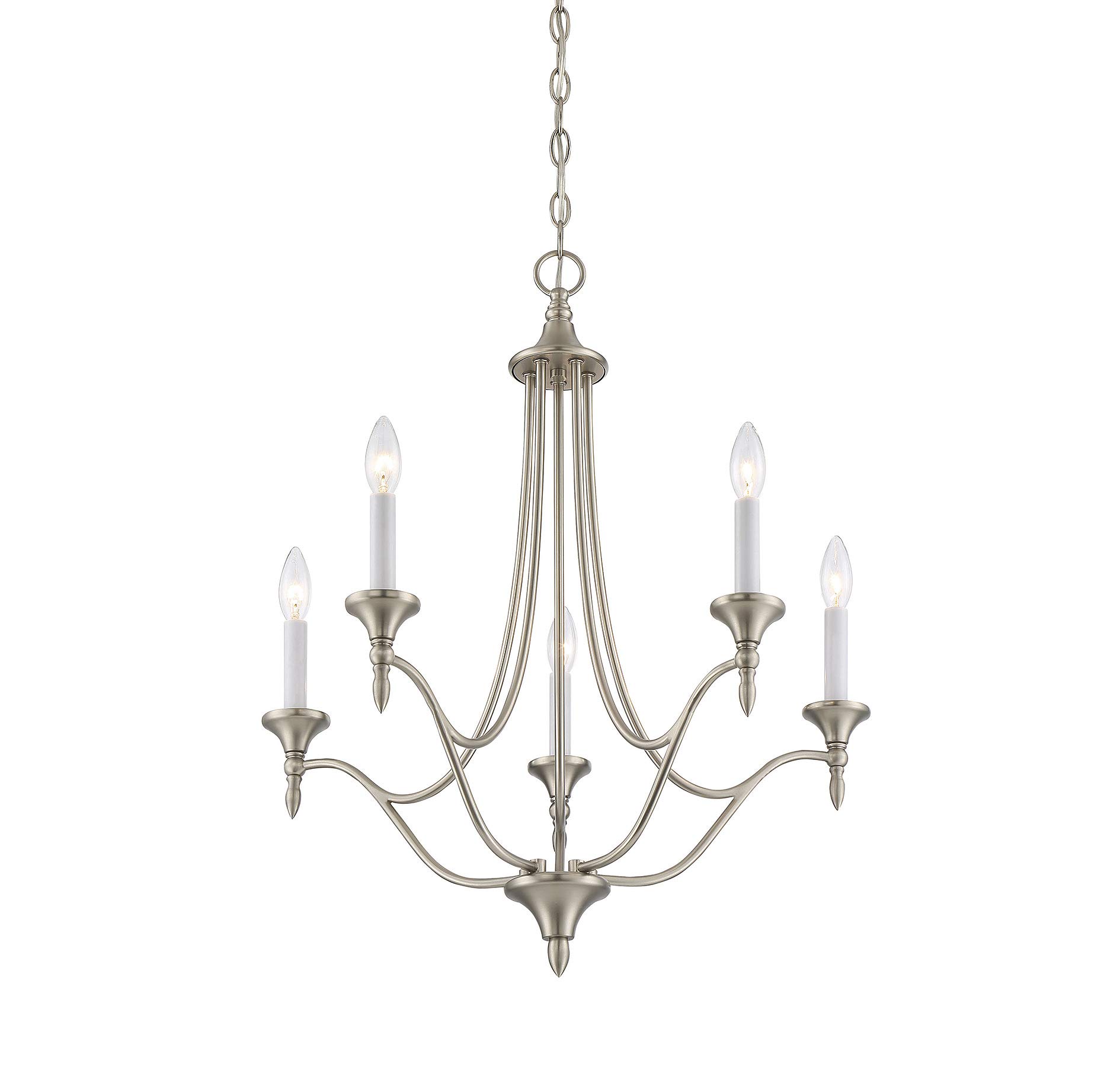 Savoy House Herndon 5-Light Chandelier in Satin Nickel Finish - Elegant Dining Room Lighting Fixture for Modern Home Decor